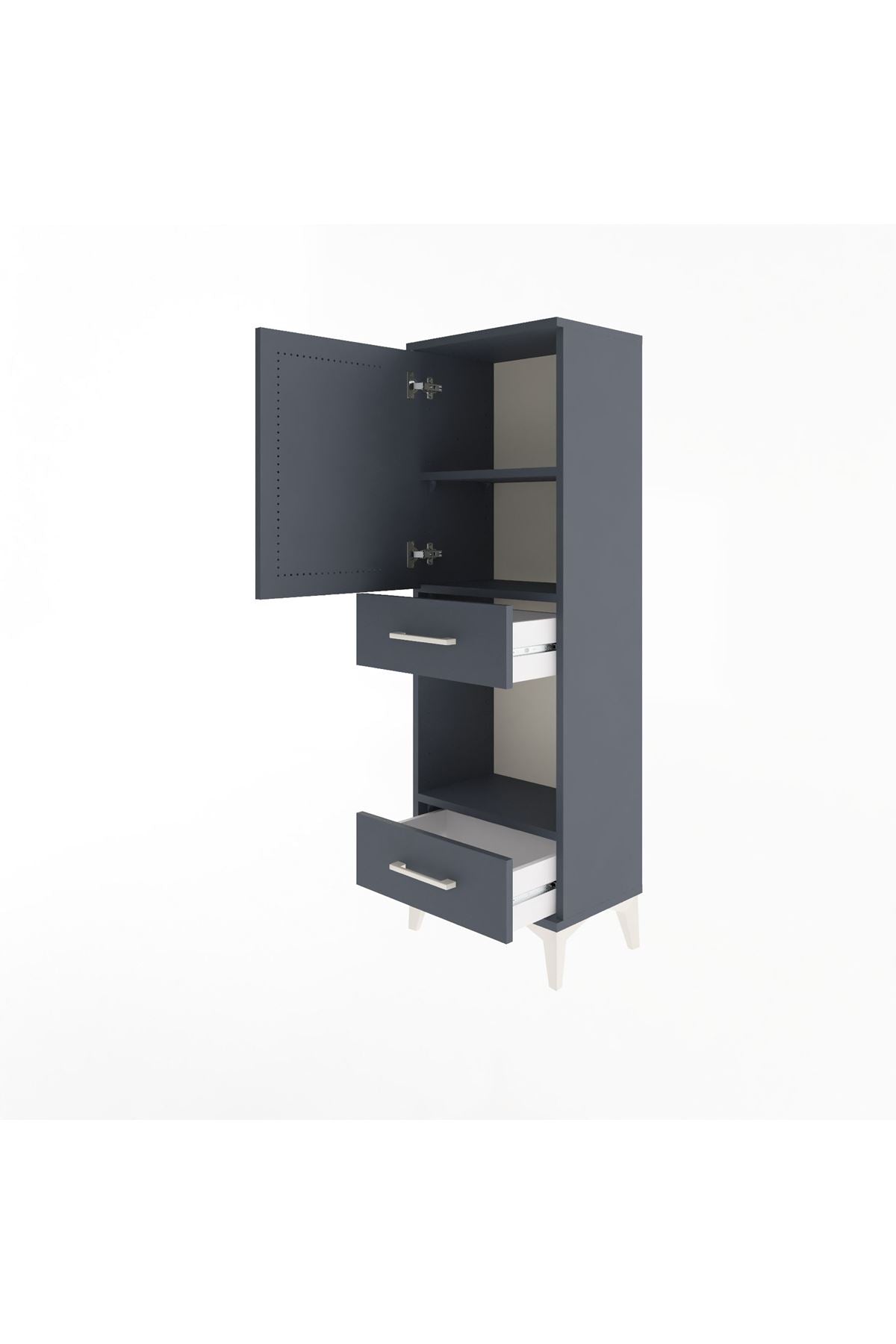 Arges Dolap 3 Raflı 2 Çekmeceli Tek Kapaklı 44x30x134 - S16M034V5A