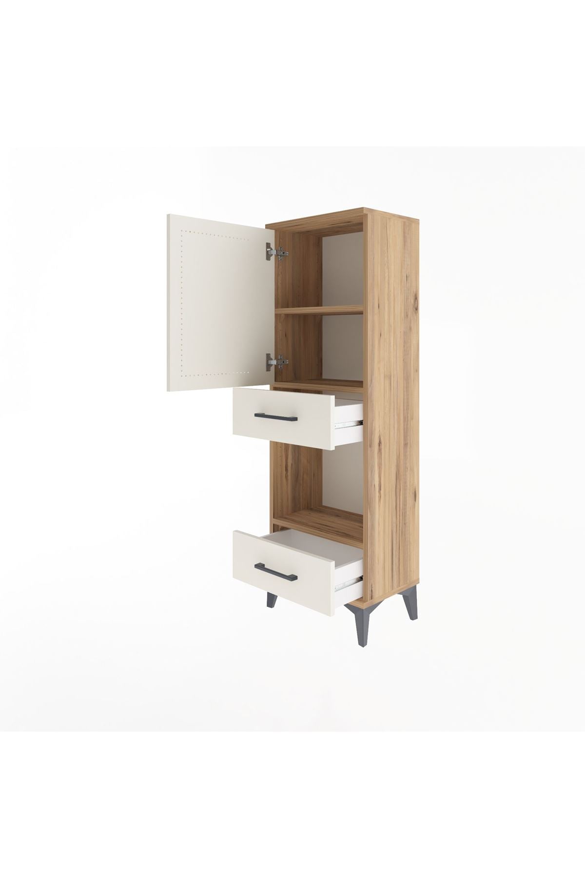 Arges Dolap 3 Raflı 2 Çekmeceli Tek Kapaklı 44x30x134 - S16M034V7A