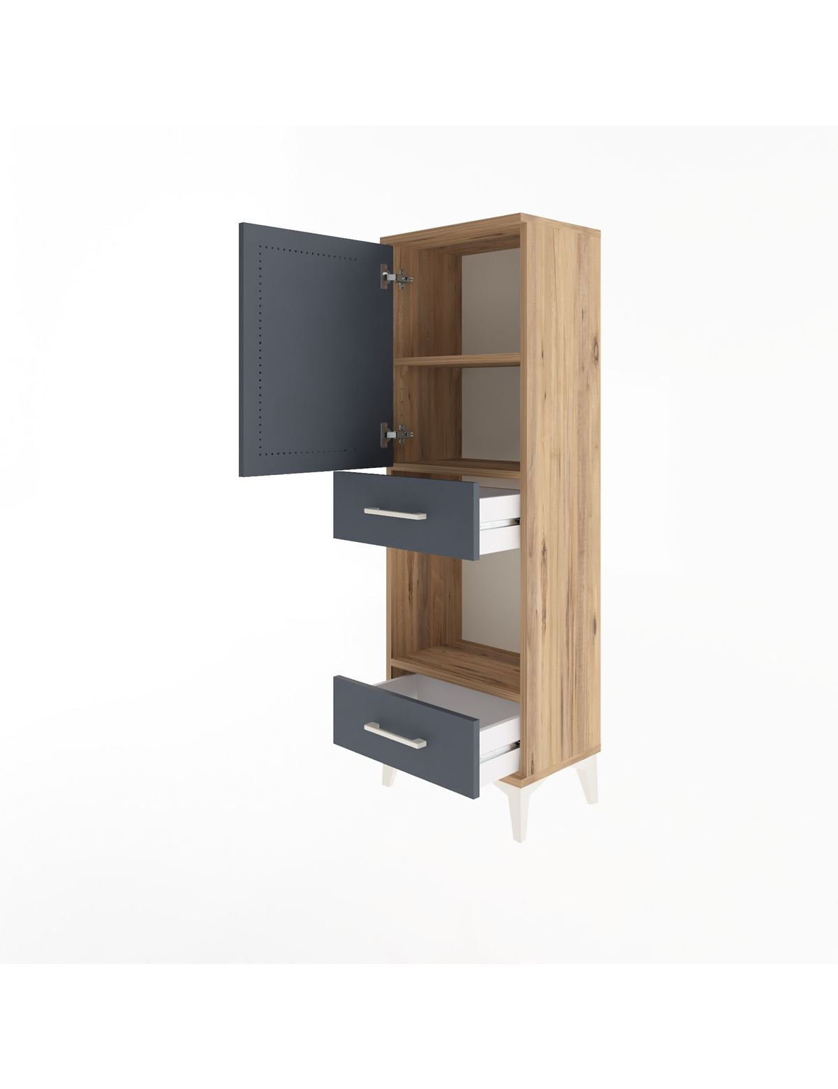 Arges Dolap 3 Raflı 2 Çekmeceli Tek Kapaklı 44x30x134 - S16M034V8A