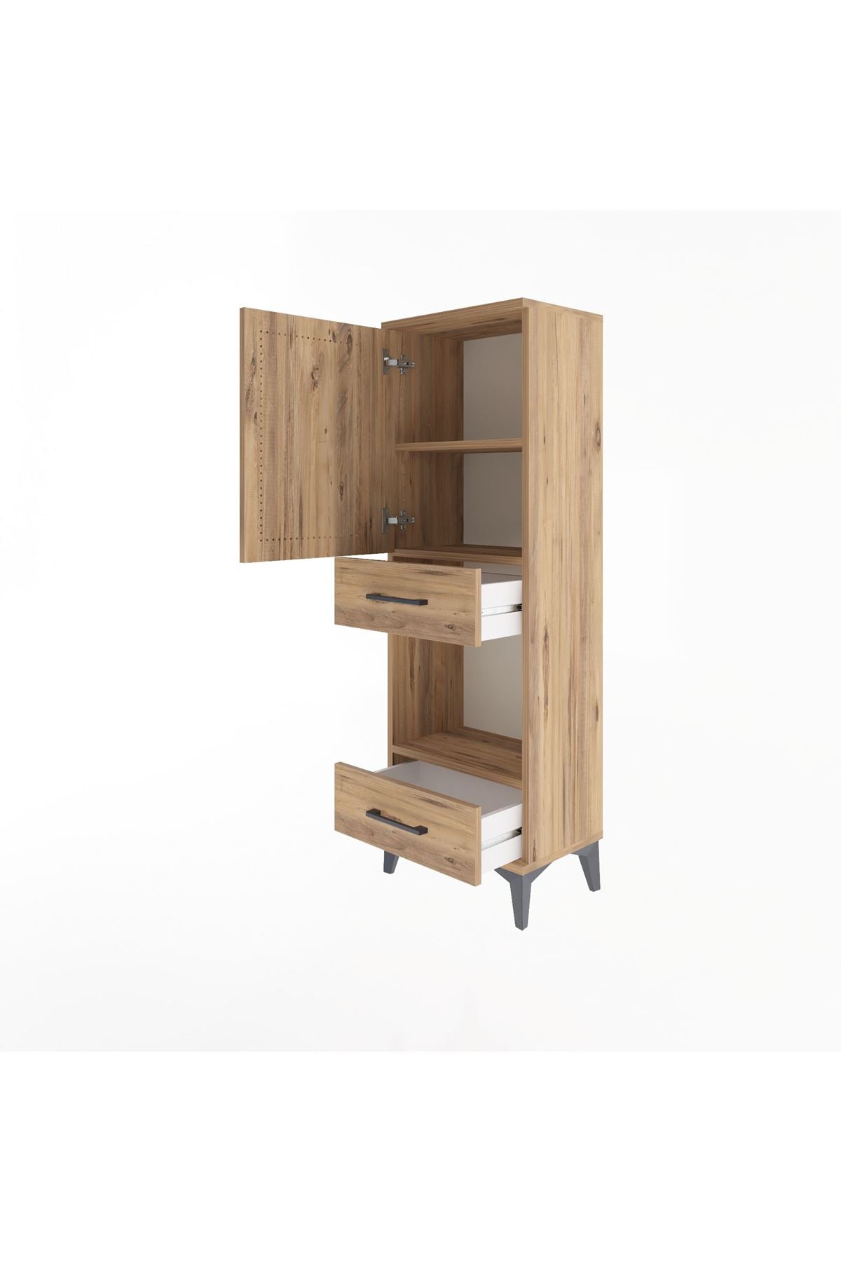 Arges Dolap 3 Raflı 2 Çekmeceli Tek Kapaklı 44x30x134 - S16M034V9A