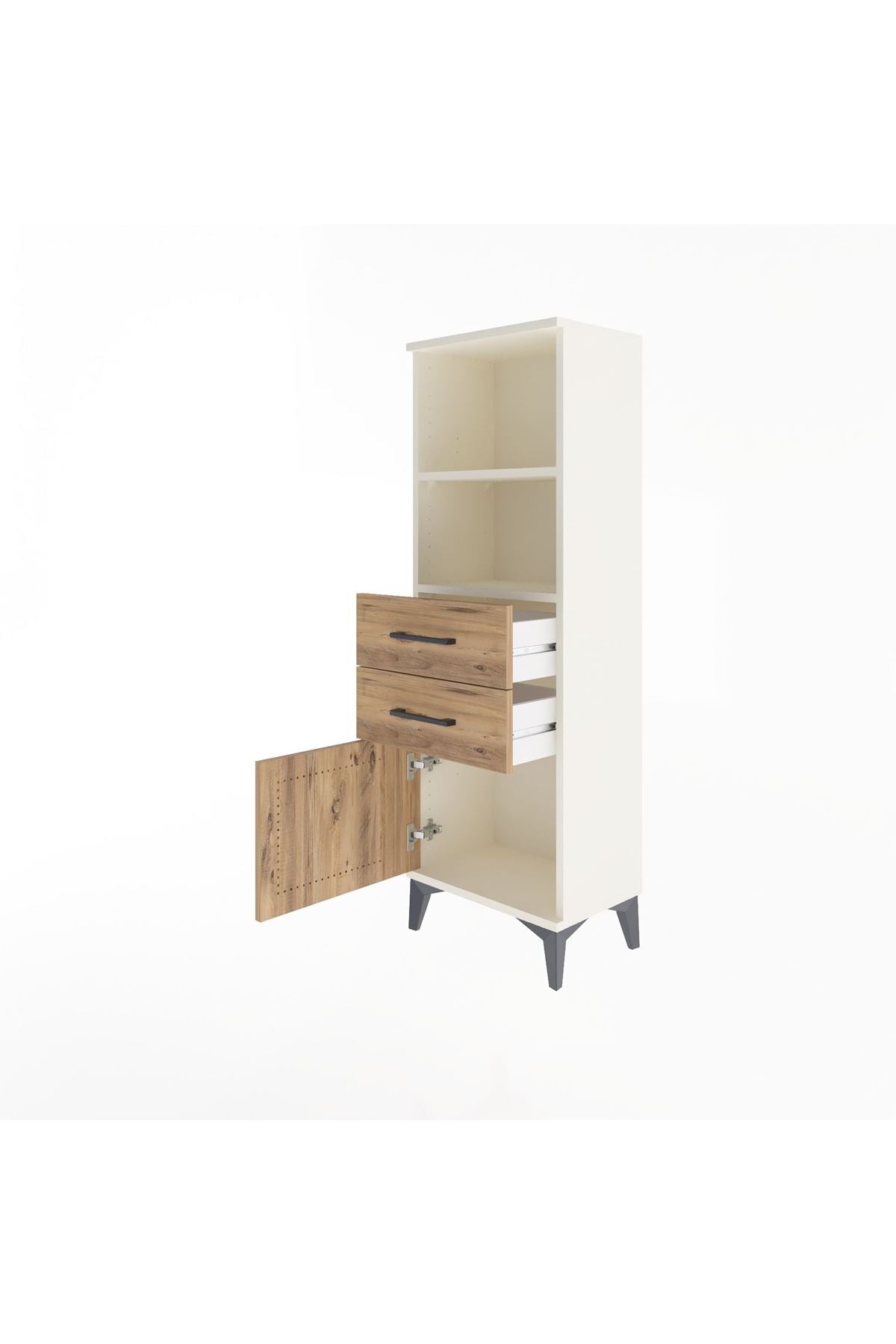 Arges Dolap 2 Raflı 2 Çekmeceli Tek Kapaklı 44x30x134 - S16M037V3A