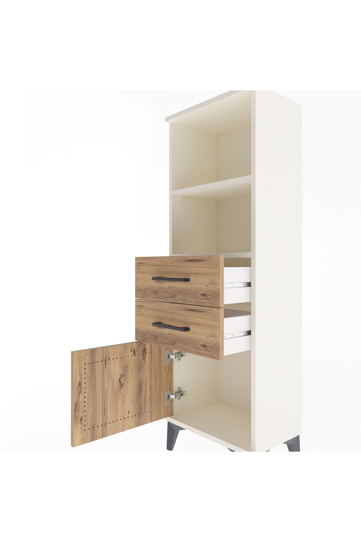 Arges Dolap 2 Raflı 2 Çekmeceli Tek Kapaklı 44x30x134 - S16M037V3A
