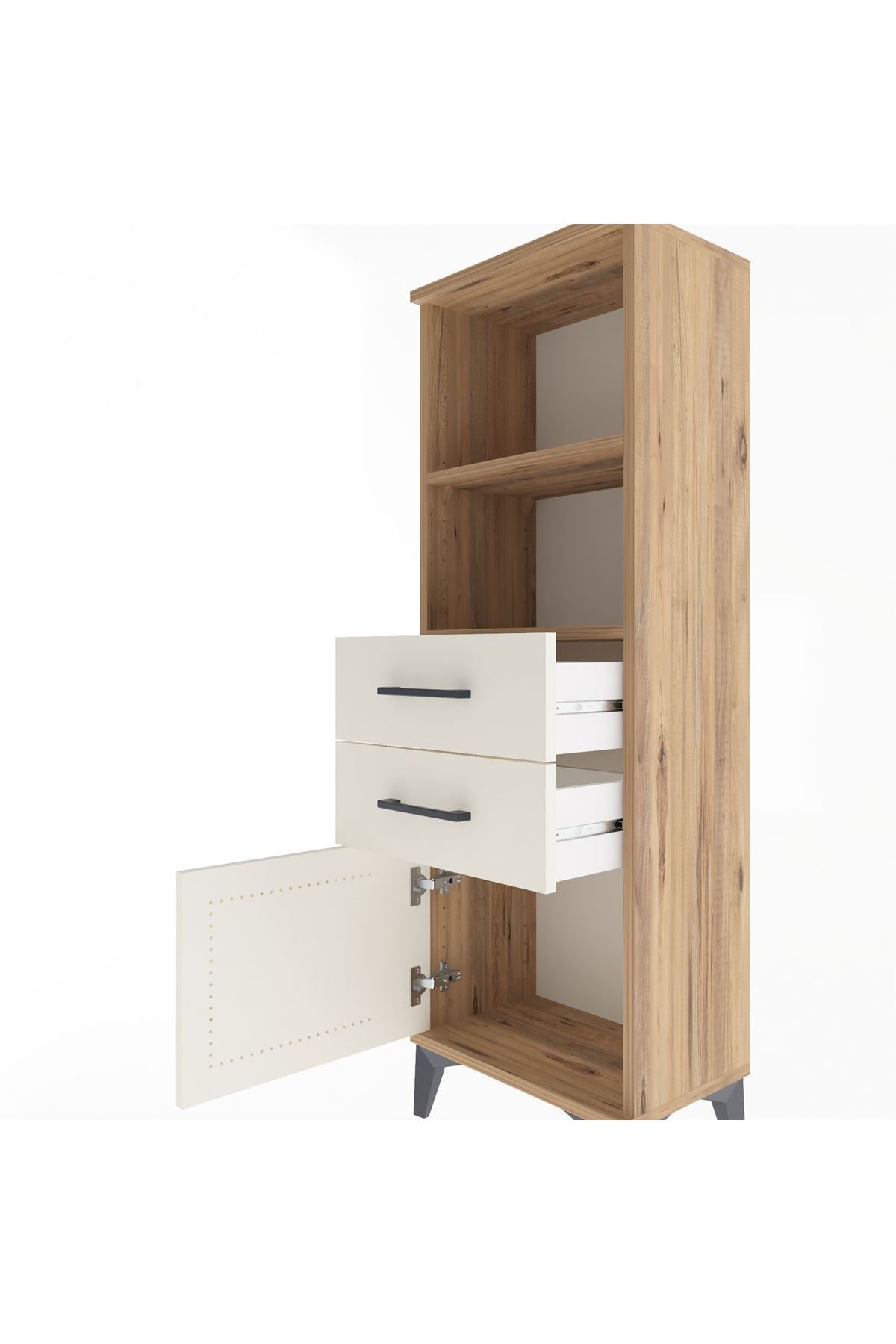 Arges Dolap 2 Raflı 2 Çekmeceli Tek Kapaklı 44x30x134 - S16M037V7A