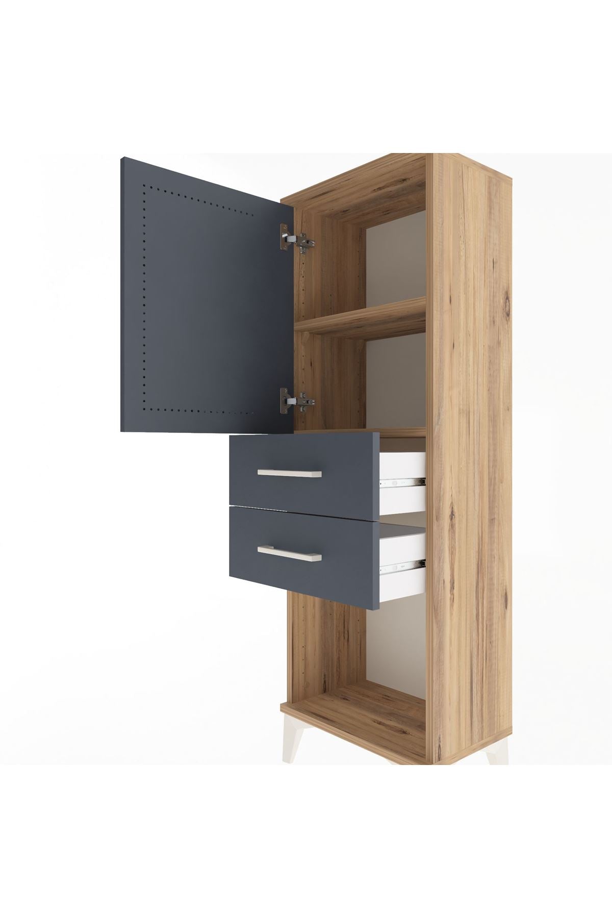 Arges Dolap 2 Raflı 2 Çekmeceli Tek Kapaklı 44x30x134 - S16M038V8A