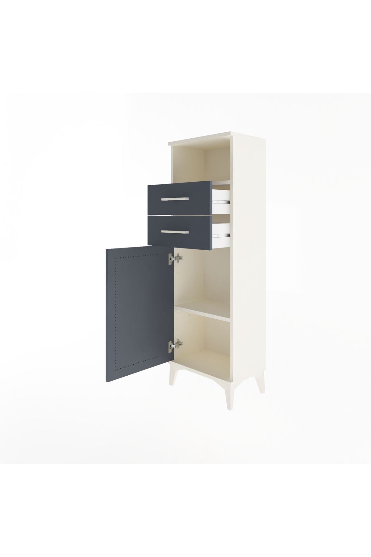 Arges Dolap 2 Raflı 2 Çekmeceli Tek Kapaklı 44x30x134 - S16M040V2A