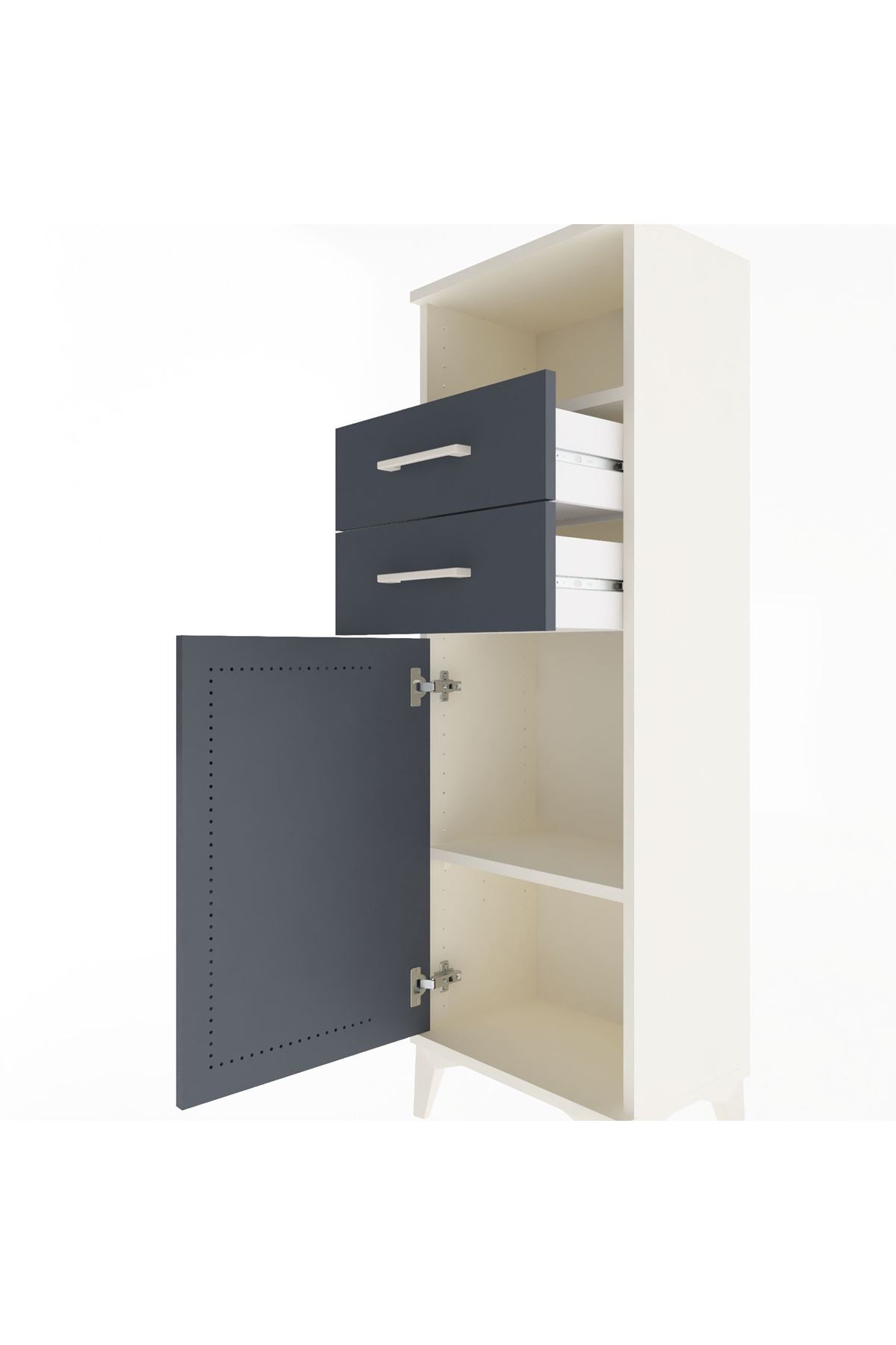 Arges Dolap 2 Raflı 2 Çekmeceli Tek Kapaklı 44x30x134 - S16M040V2A