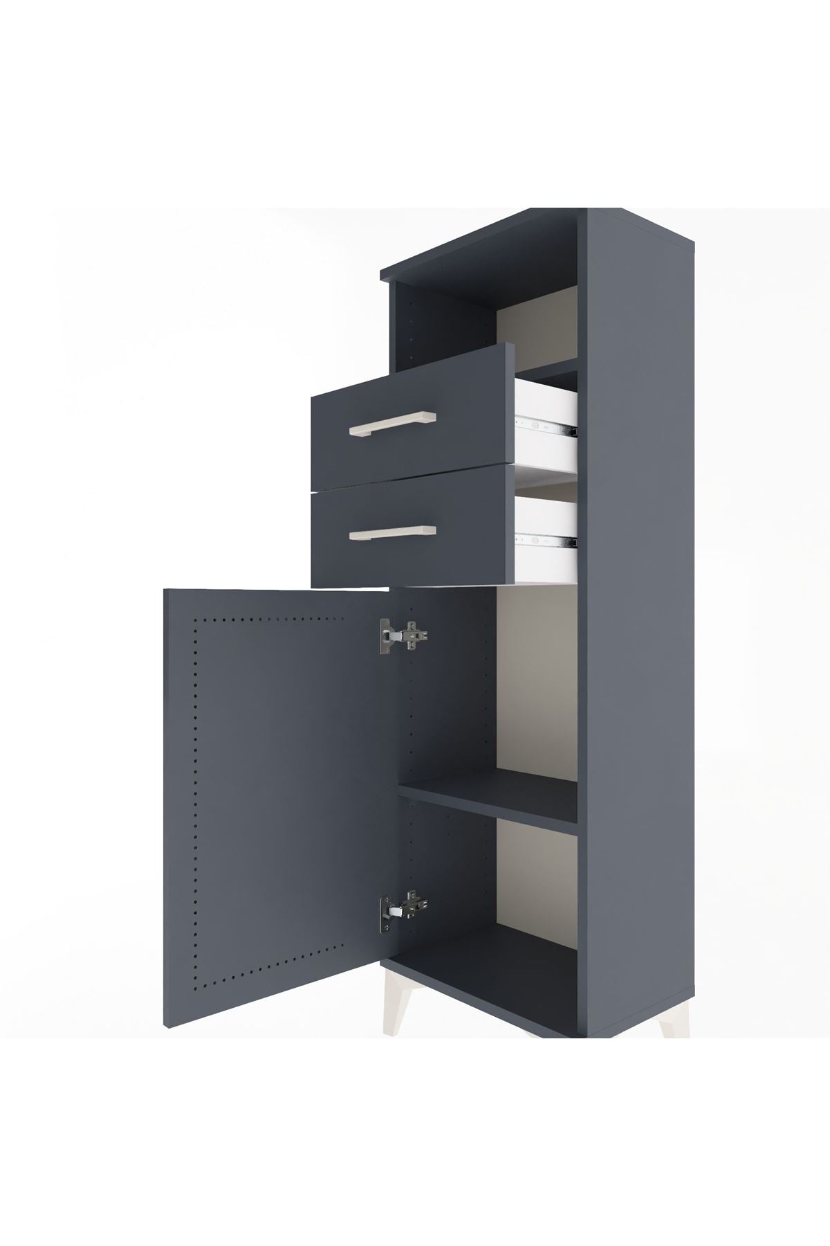 Arges Dolap 2 Raflı 2 Çekmeceli Tek Kapaklı 44x30x134 - S16M040V5A