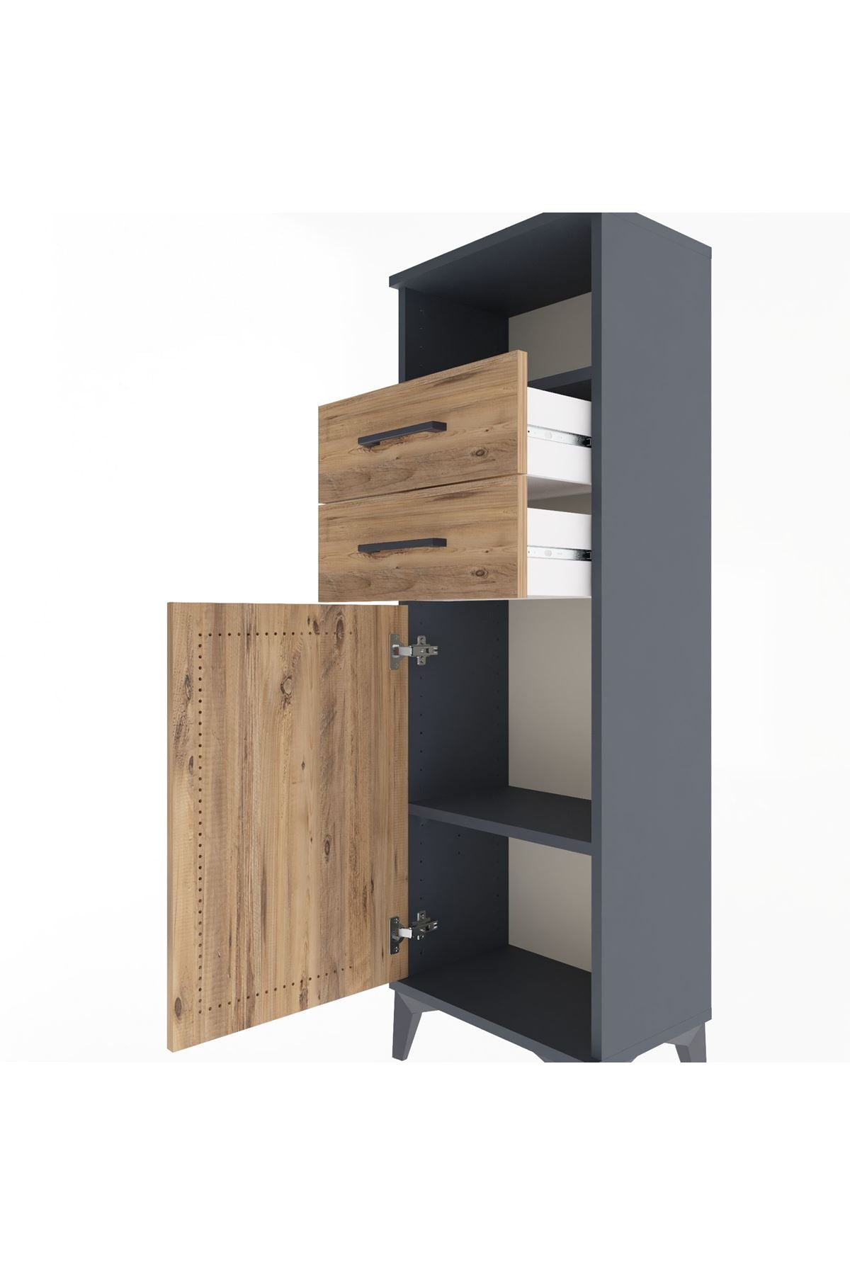 Arges Dolap 2 Raflı 2 Çekmeceli Tek Kapaklı 44x30x134 - S16M040V6A