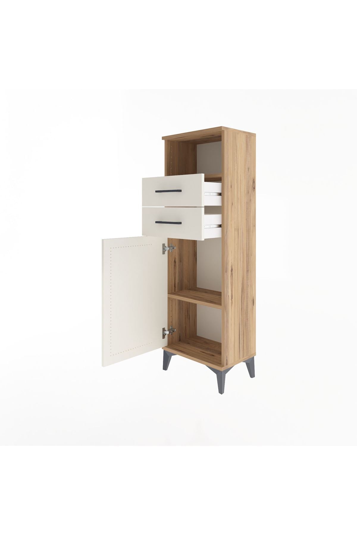 Arges Dolap 2 Raflı 2 Çekmeceli Tek Kapaklı 44x30x134 - S16M040V7A