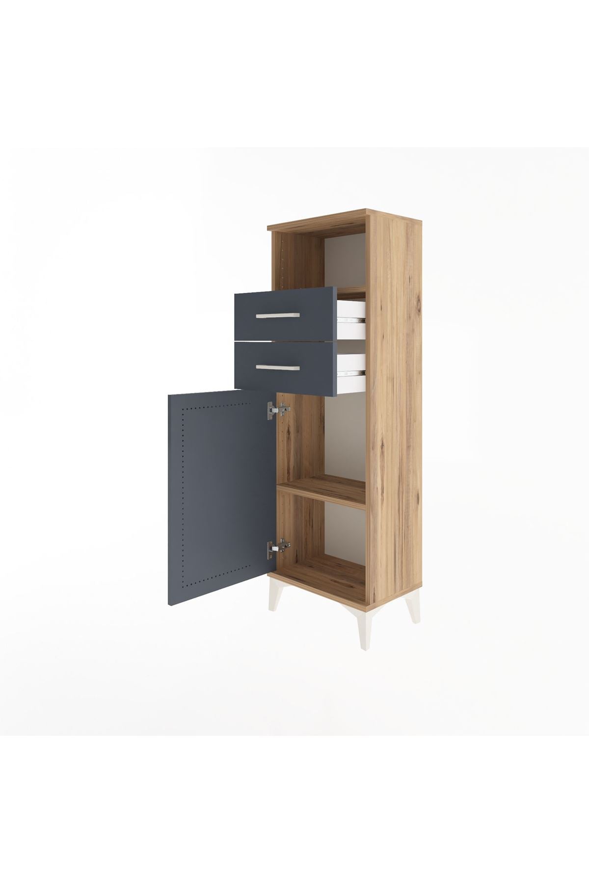 Arges Dolap 2 Raflı 2 Çekmeceli Tek Kapaklı 44x30x134 - S16M040V8A