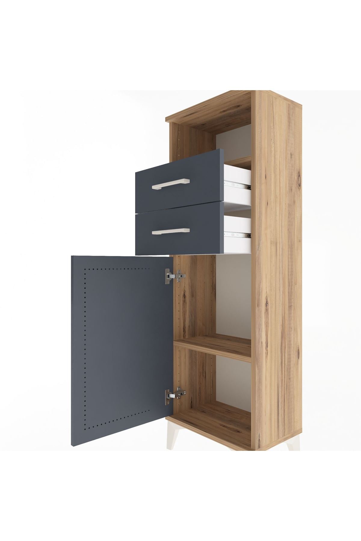 Arges Dolap 2 Raflı 2 Çekmeceli Tek Kapaklı 44x30x134 - S16M040V8A
