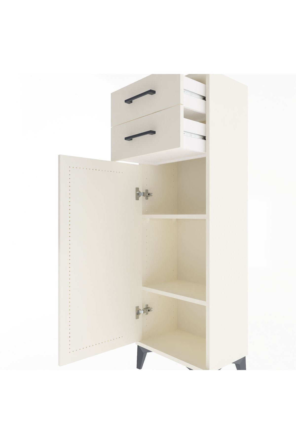Arges Dolap 2 Raflı 2 Çekmeceli Tek Kapaklı 44x30x134 - S16M042V1A