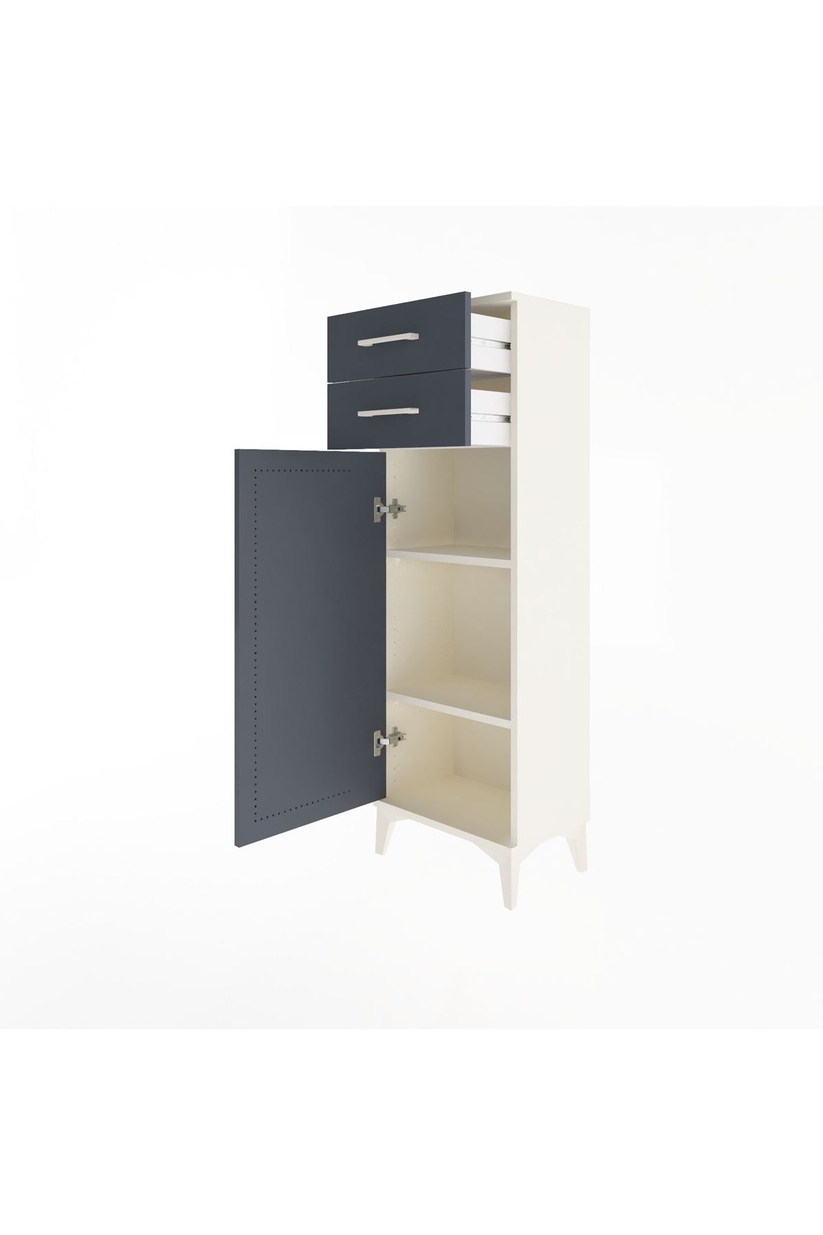 Arges Dolap 2 Raflı 2 Çekmeceli Tek Kapaklı 44x30x134 - S16M042V2A