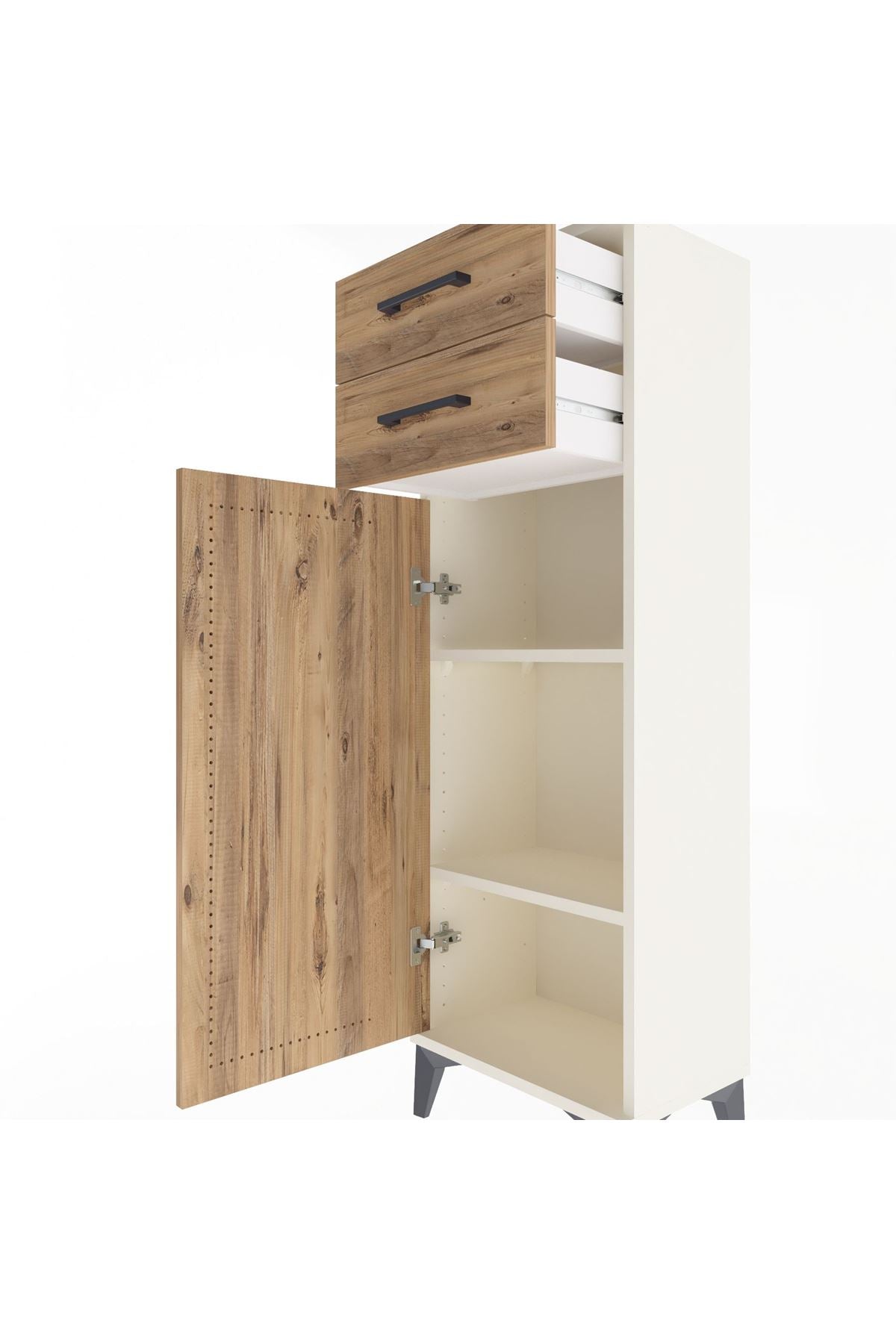 Arges Dolap 2 Raflı 2 Çekmeceli Tek Kapaklı 44x30x134 - S16M042V3A