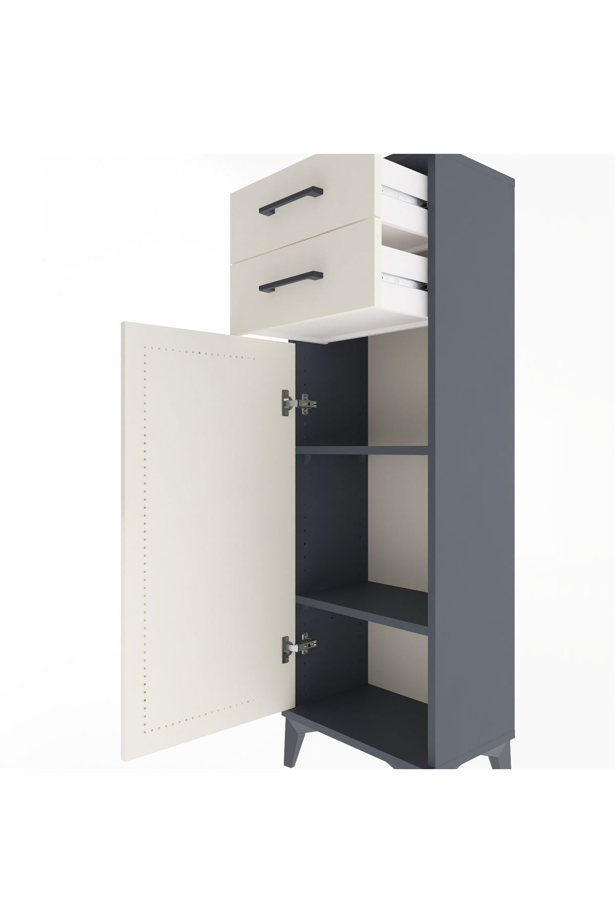 Arges Dolap 2 Raflı 2 Çekmeceli Tek Kapaklı 44x30x134 - S16M042V4A