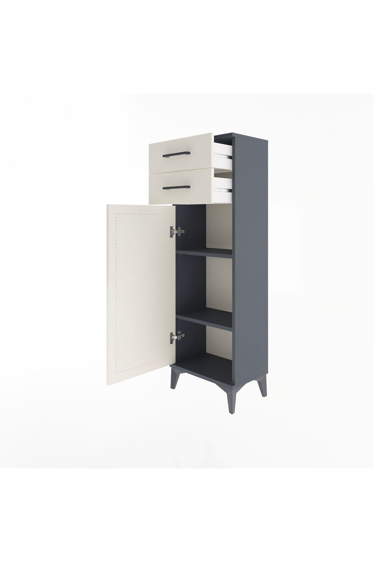 Arges Dolap 2 Raflı 2 Çekmeceli Tek Kapaklı 44x30x134 - S16M042V4A