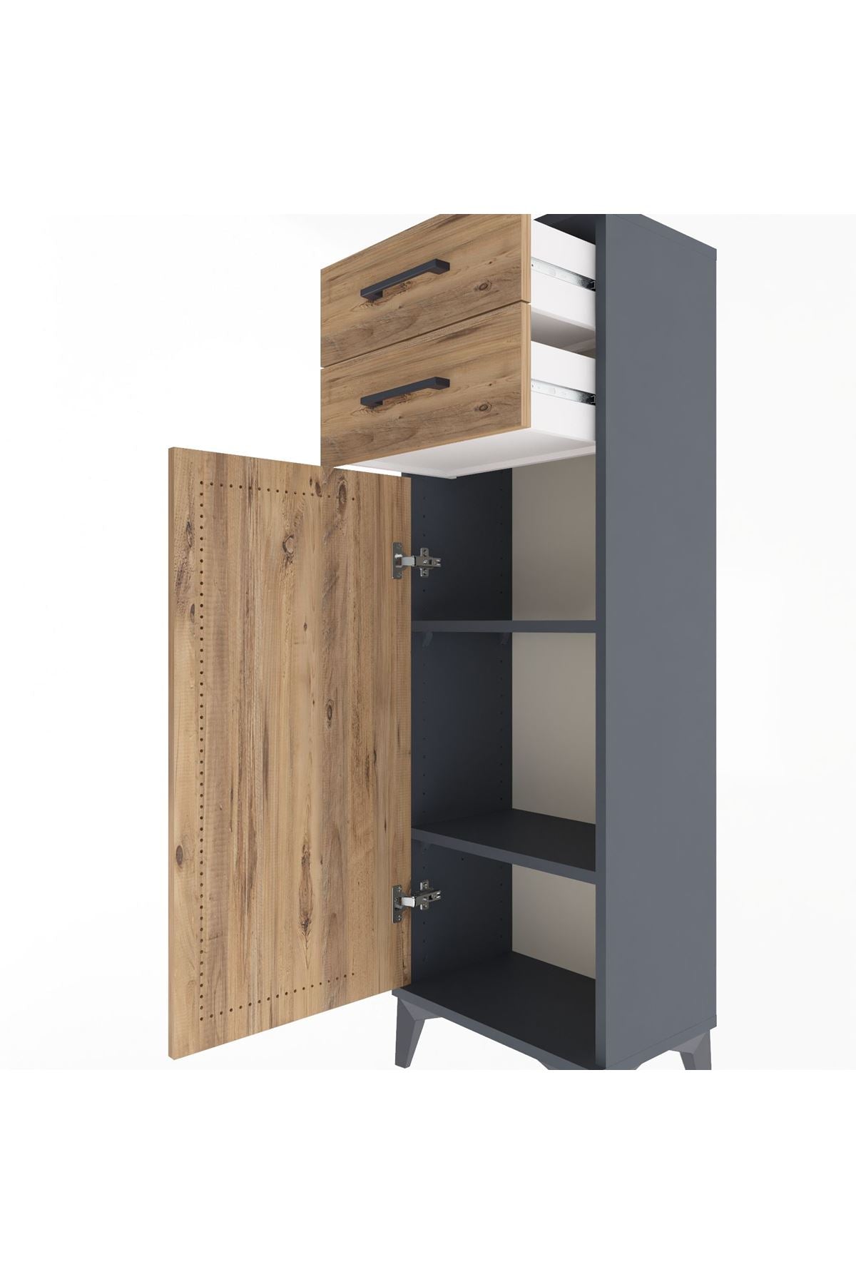 Arges Dolap 2 Raflı 2 Çekmeceli Tek Kapaklı 44x30x134 - S16M042V6A