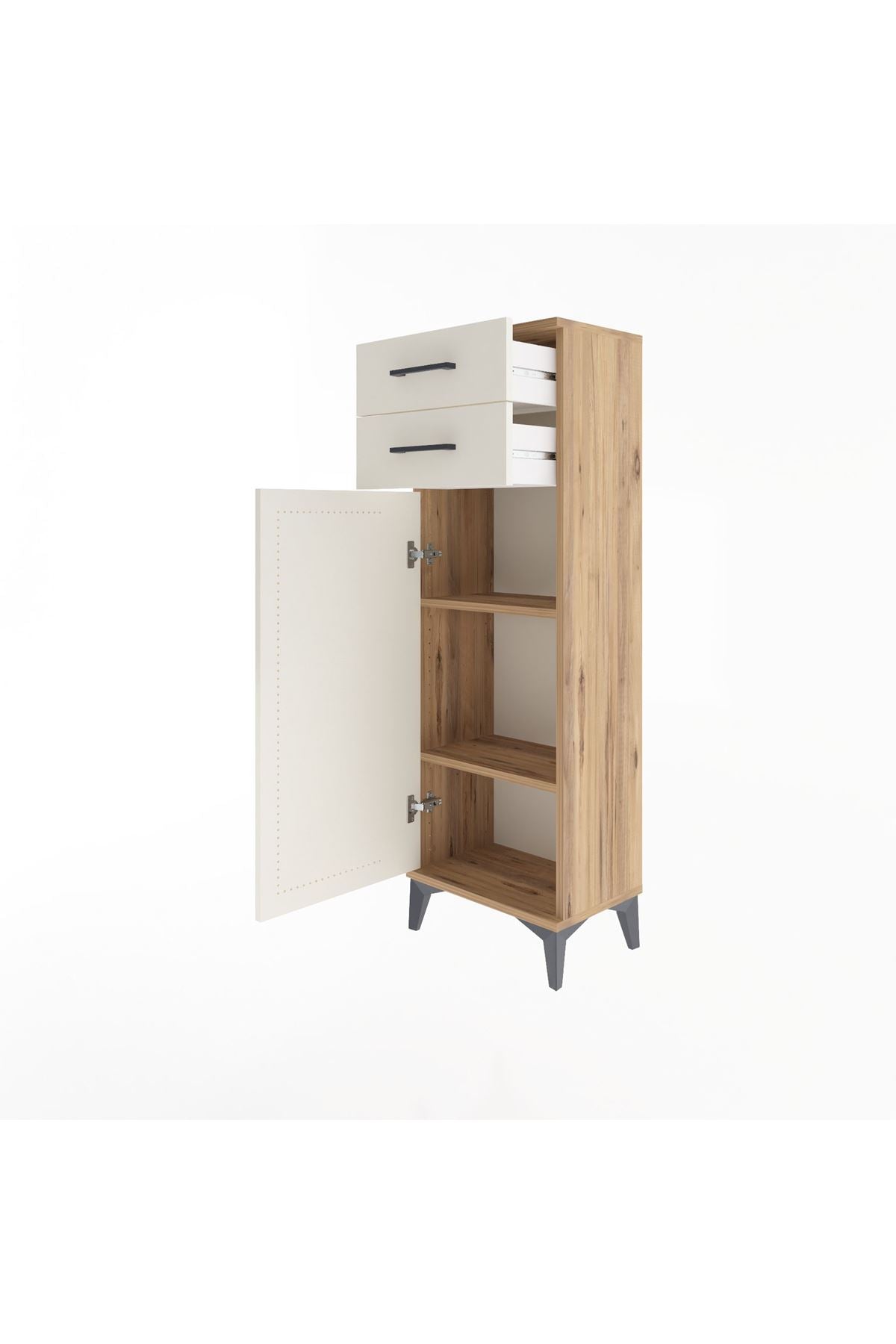 Arges Dolap 2 Raflı 2 Çekmeceli Tek Kapaklı 44x30x134 - S16M042V7A