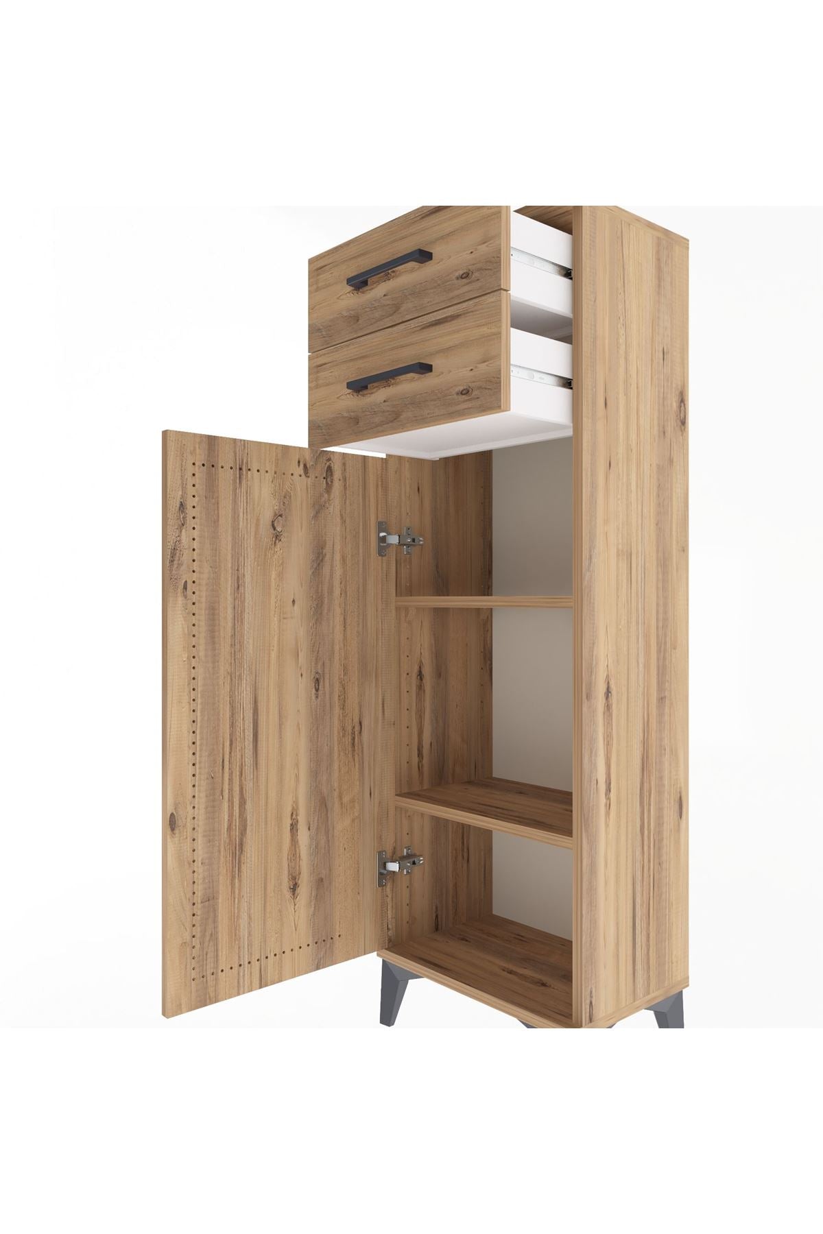 Arges Dolap 2 Raflı 2 Çekmeceli Tek Kapaklı 44x30x134 - S16M042V9A