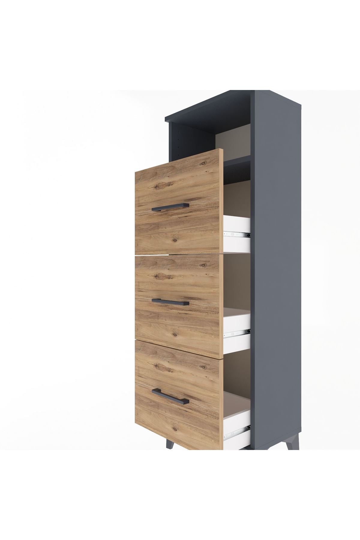 Arges Dolap Tek Raflı 3 Çekmeceli 44x30x134 - S16M044V6A