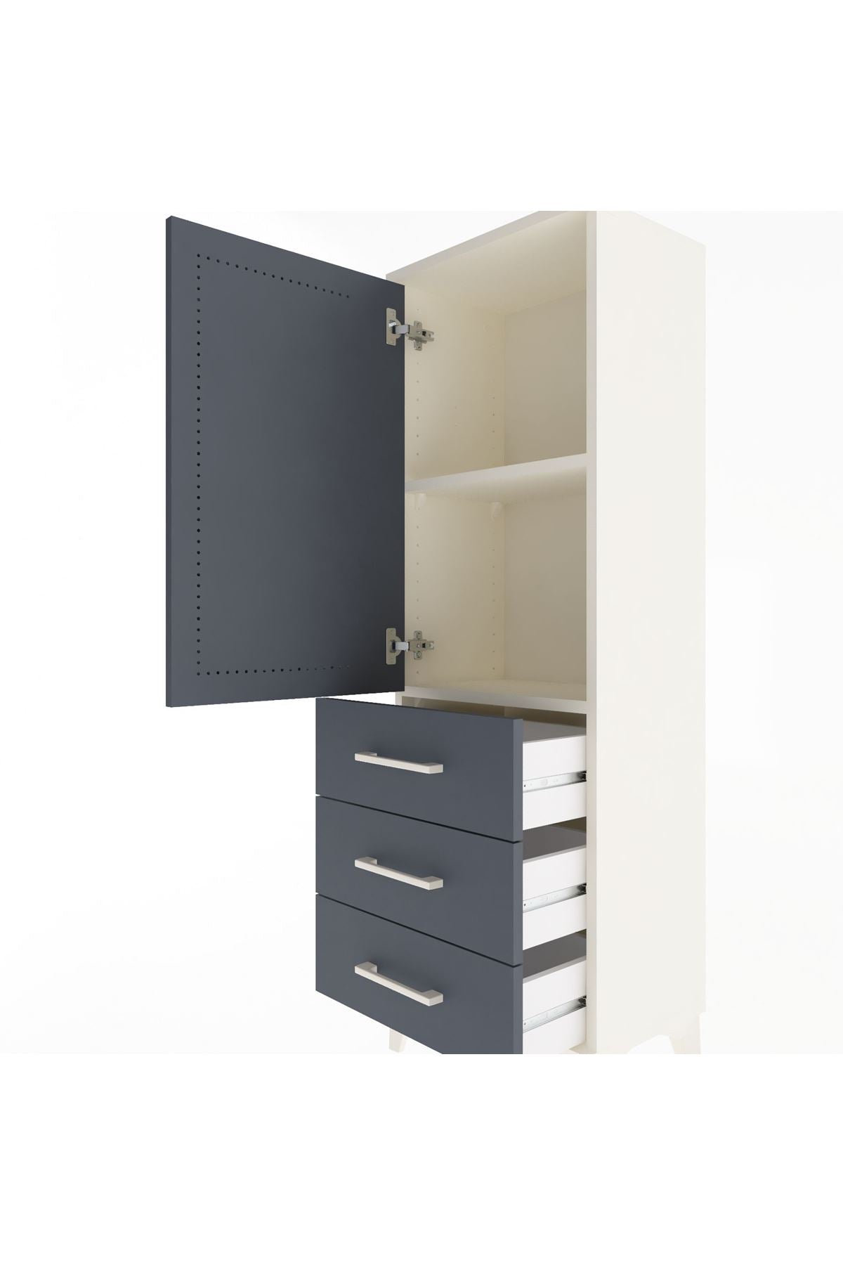 Arges Dolap 2 Raflı 3 Çekmeceli Tek Kapaklı 44x30x134 - S16M046V2A