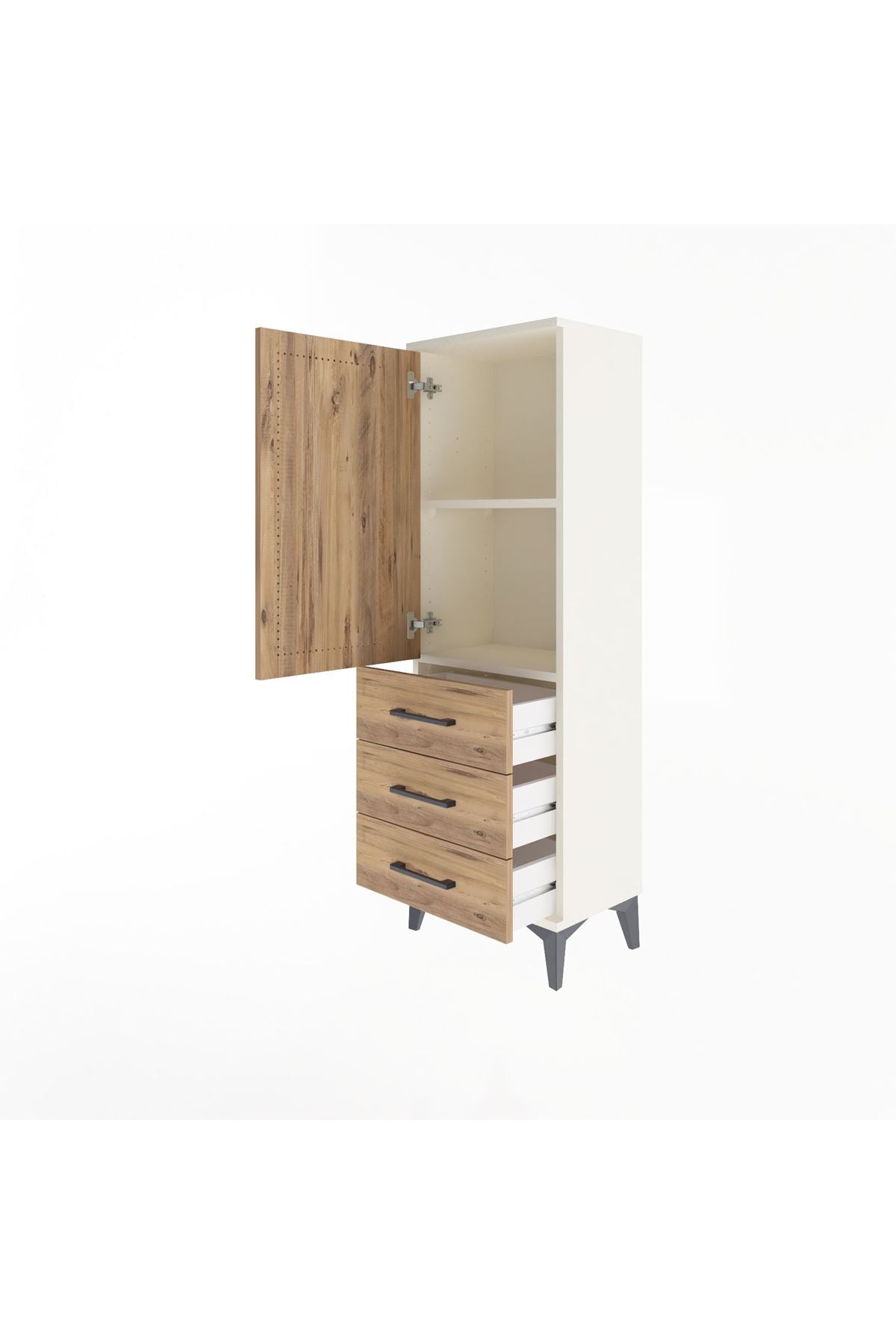 Arges Dolap 2 Raflı 3 Çekmeceli Tek Kapaklı 44x30x134 - S16M046V3A