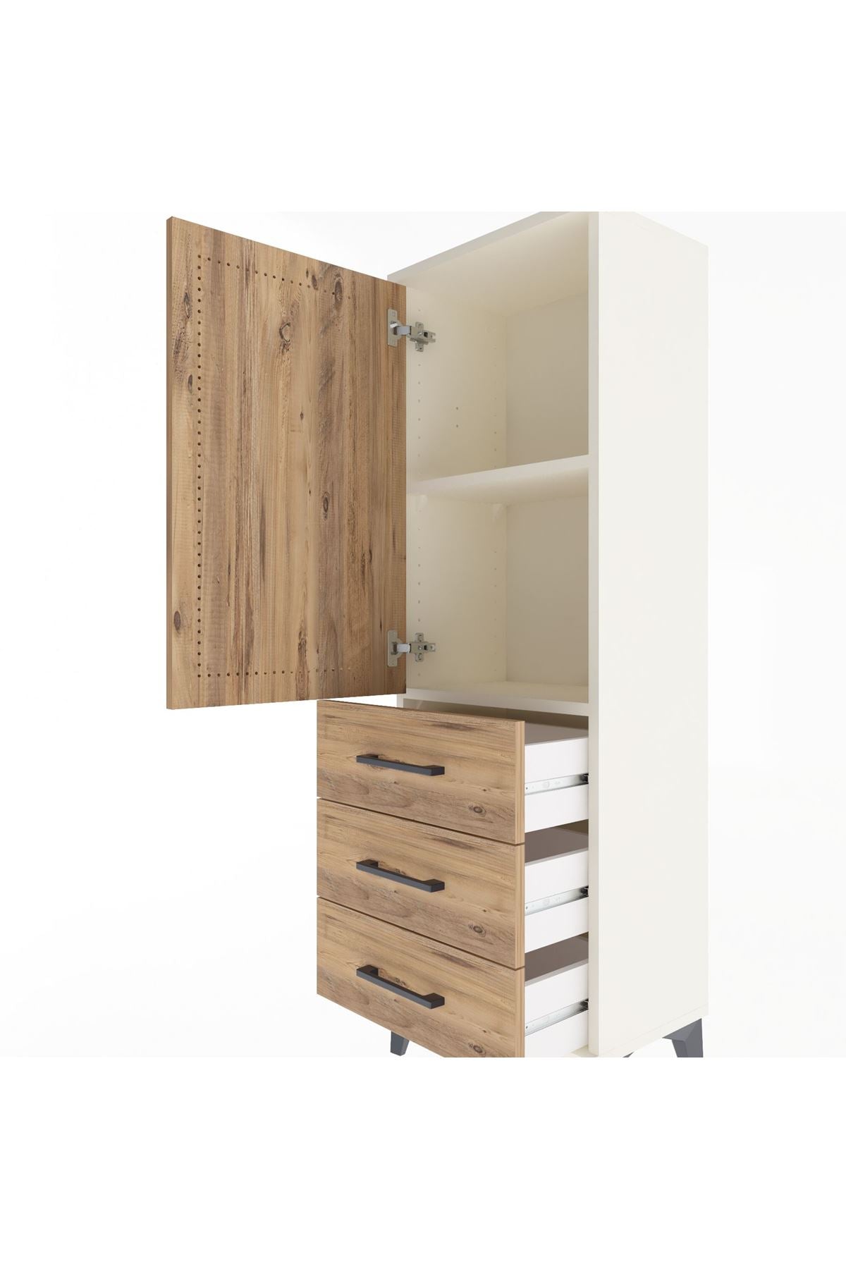 Arges Dolap 2 Raflı 3 Çekmeceli Tek Kapaklı 44x30x134 - S16M046V3A