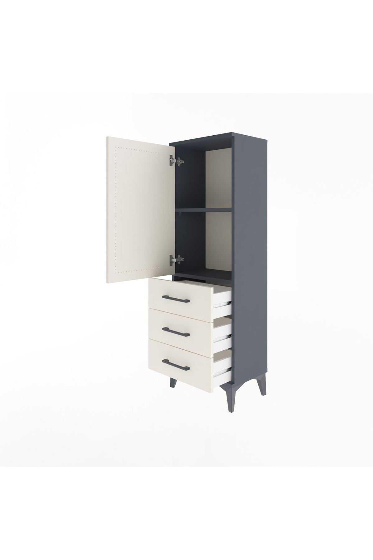Arges Dolap 2 Raflı 3 Çekmeceli Tek Kapaklı 44x30x134 - S16M046V4A