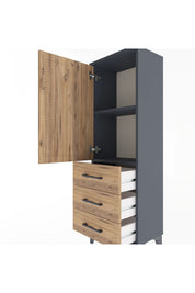 Arges Dolap 2 Raflı 3 Çekmeceli Tek Kapaklı 44x30x134 - S16M046V6A