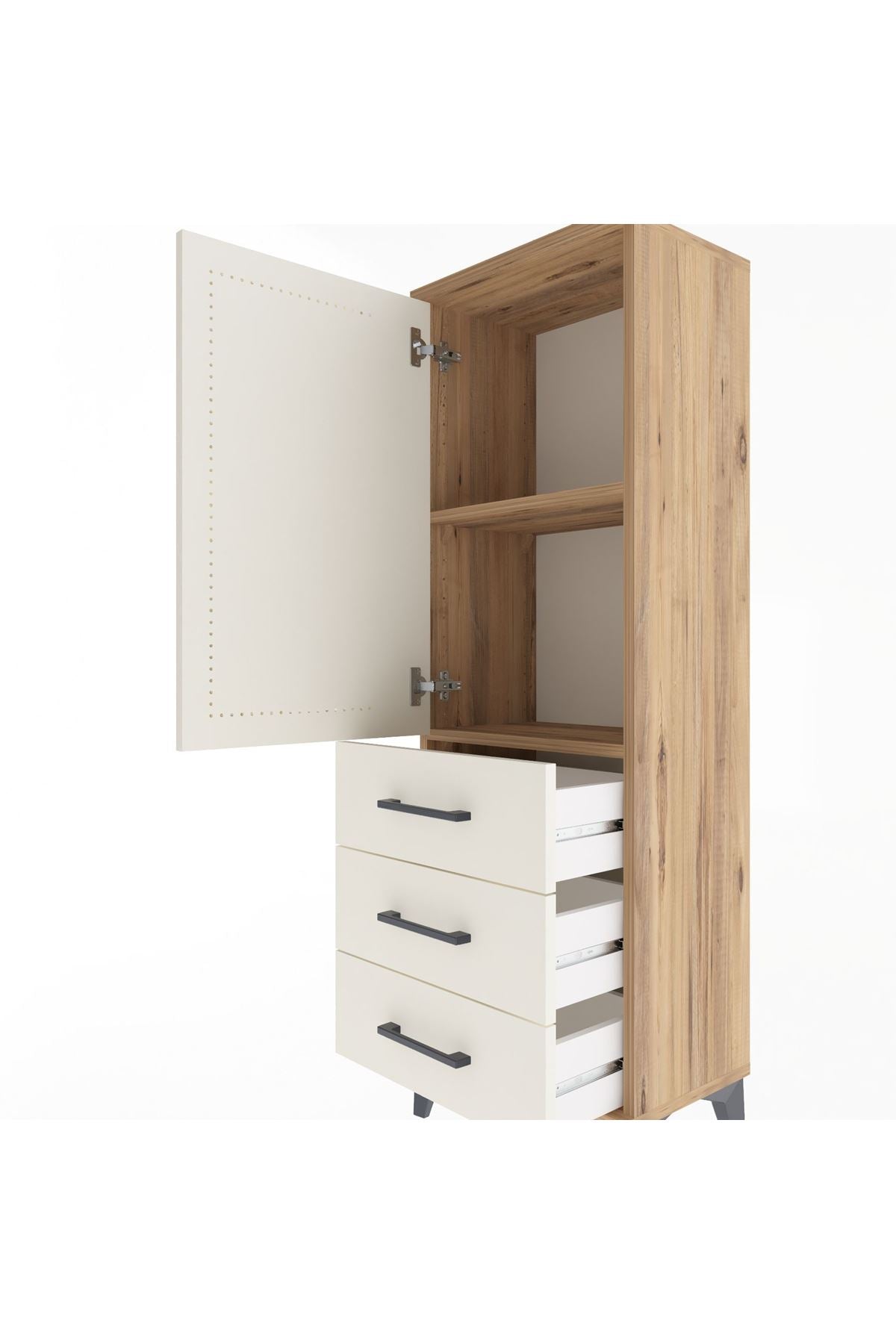 Arges Dolap 2 Raflı 3 Çekmeceli Tek Kapaklı 44x30x134 - S16M046V7A