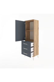 Arges Dolap 2 Raflı 3 Çekmeceli Tek Kapaklı 44x30x134 - S16M046V8A