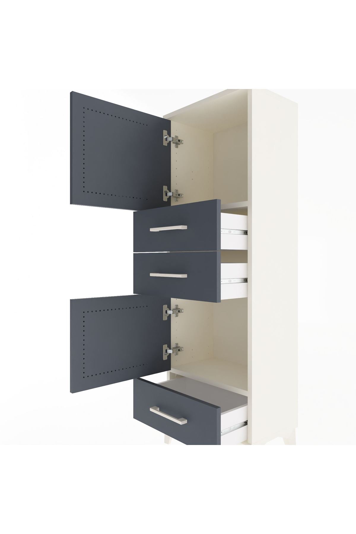 Arges Dolap 2 Raflı 3 Çekmeceli 2 Kapaklı 44x30x134 - S16M048V2A