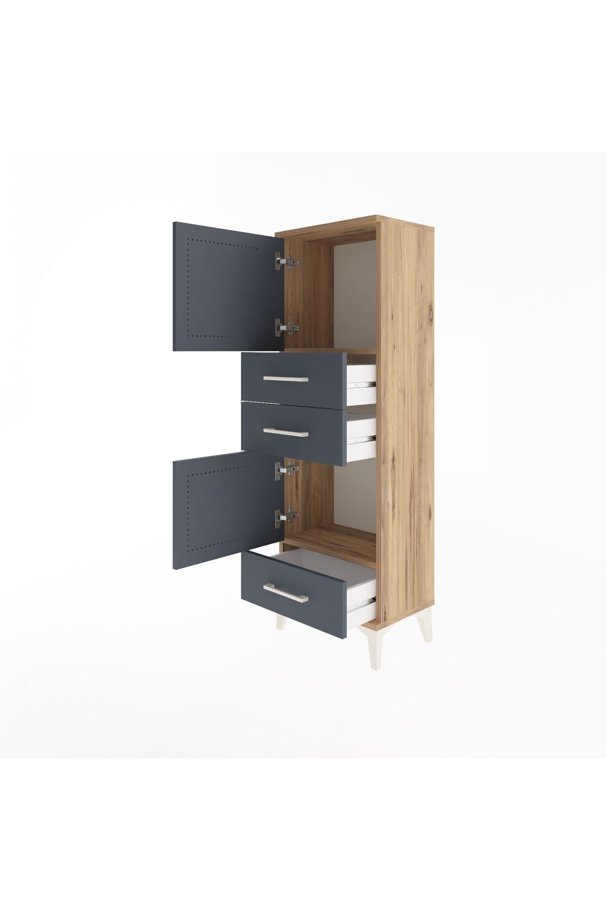 Arges Dolap 2 Raflı 3 Çekmeceli 2 Kapaklı 44x30x134 - S16M048V8A