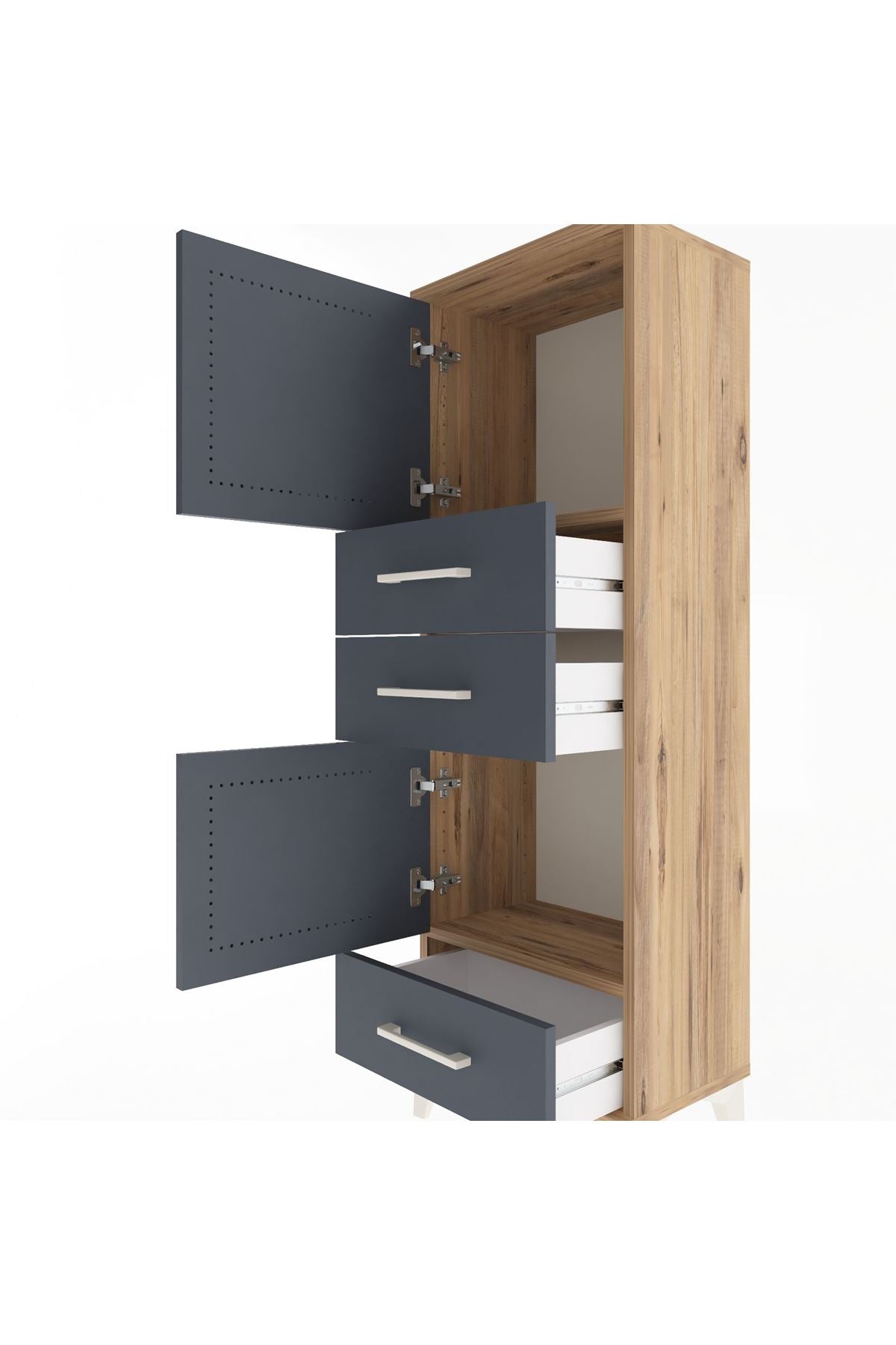 Arges Dolap 2 Raflı 3 Çekmeceli 2 Kapaklı 44x30x134 - S16M048V8A