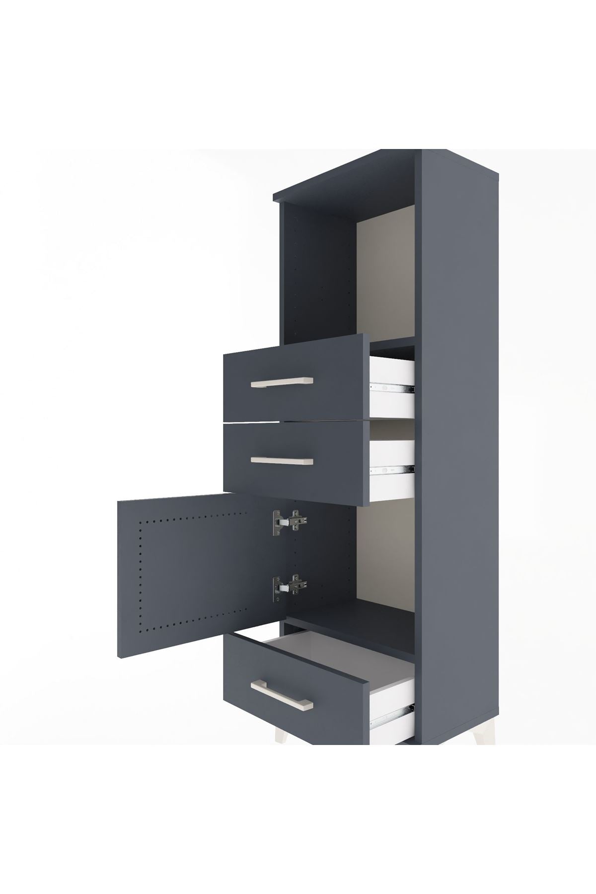 Arges Dolap 2 Raflı 3 Çekmeceli Tek Kapaklı 44x30x134 - S16M049V5A