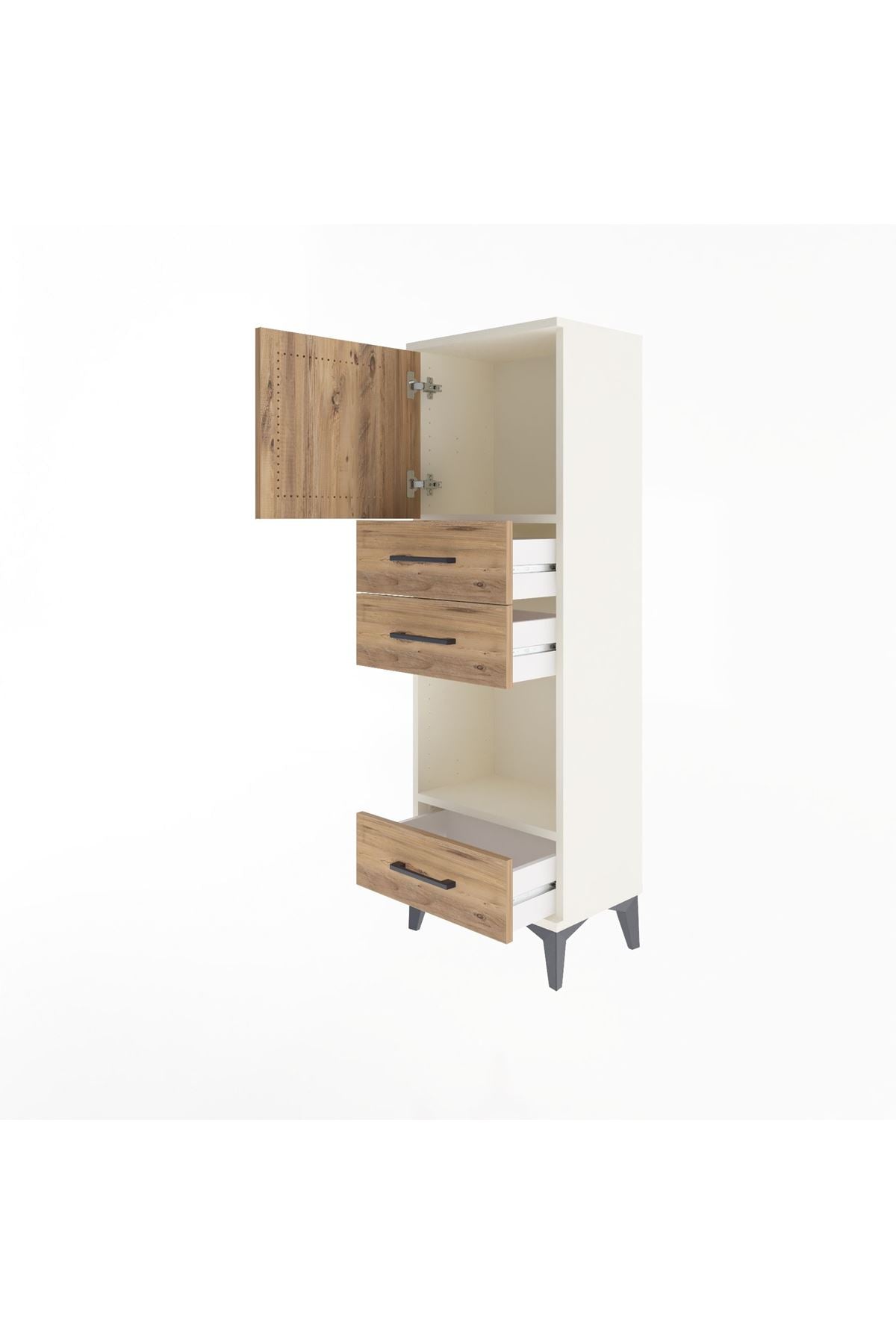 Arges Dolap 2 Raflı 3 Çekmeceli Tek Kapaklı 44x30x134 - S16M050V3A