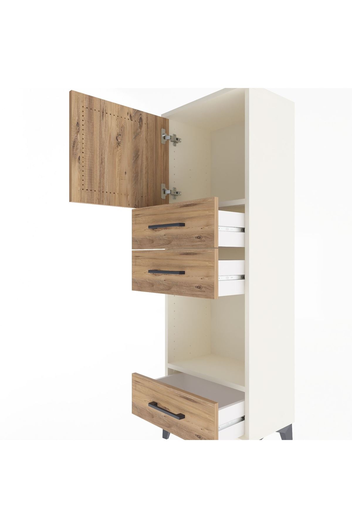 Arges Dolap 2 Raflı 3 Çekmeceli Tek Kapaklı 44x30x134 - S16M050V3A