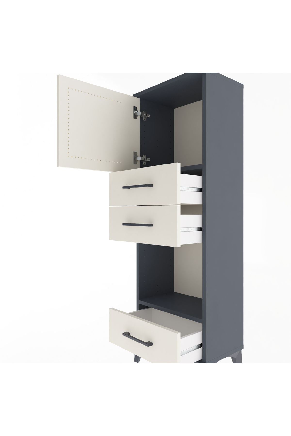 Arges Dolap 2 Raflı 3 Çekmeceli Tek Kapaklı 44x30x134 - S16M050V4A