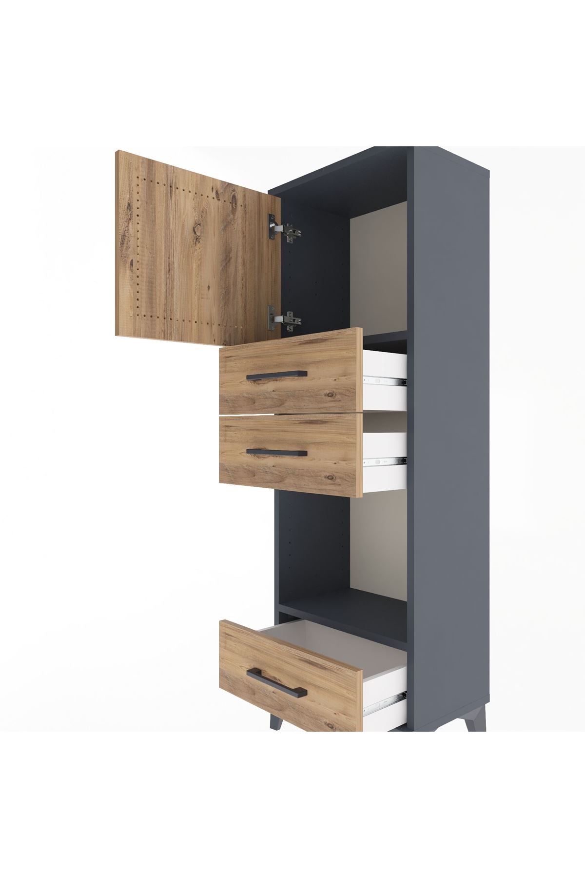 Arges Dolap 2 Raflı 3 Çekmeceli Tek Kapaklı 44x30x134 - S16M050V6A