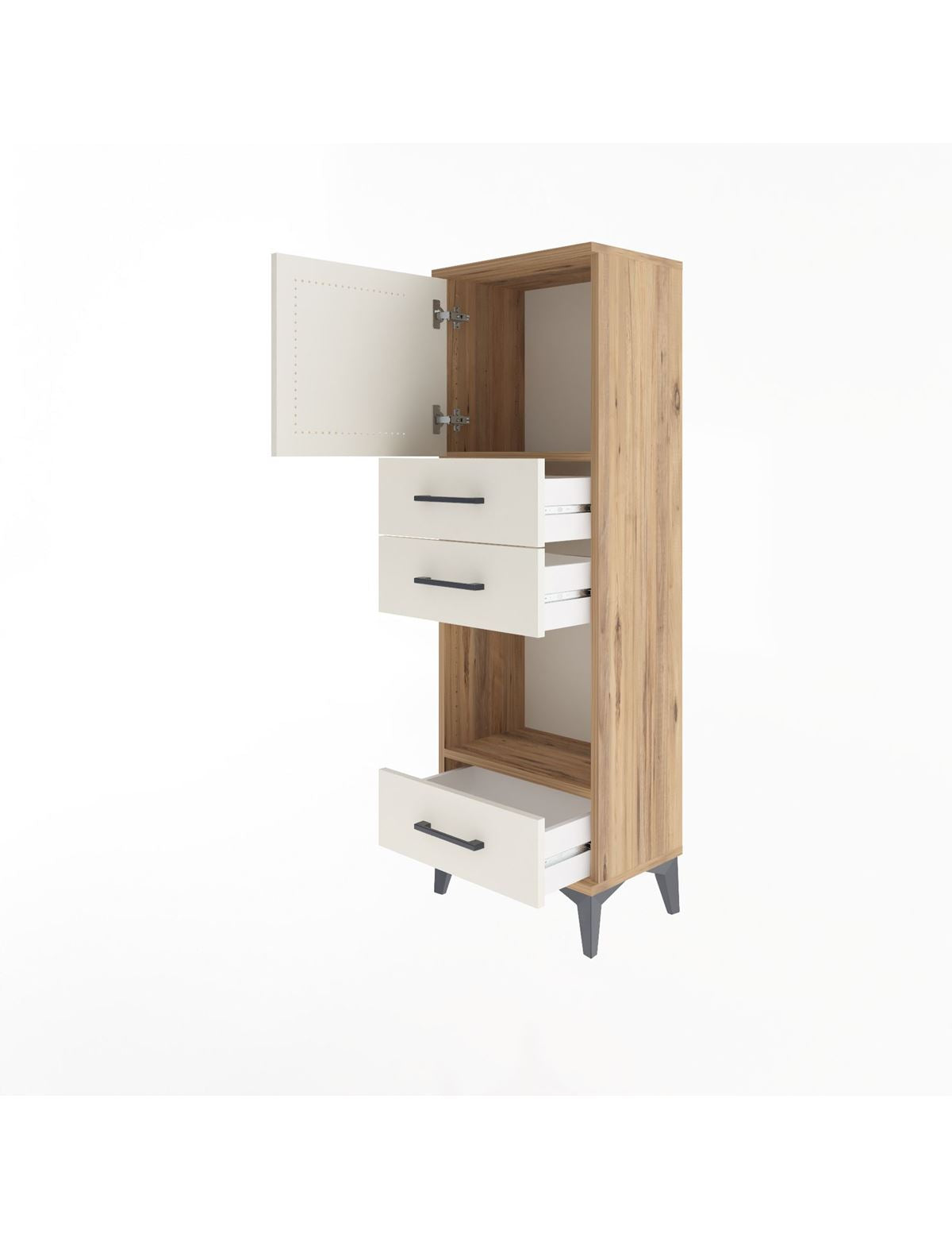 Arges Dolap 2 Raflı 3 Çekmeceli Tek Kapaklı 44x30x134 - S16M050V7A