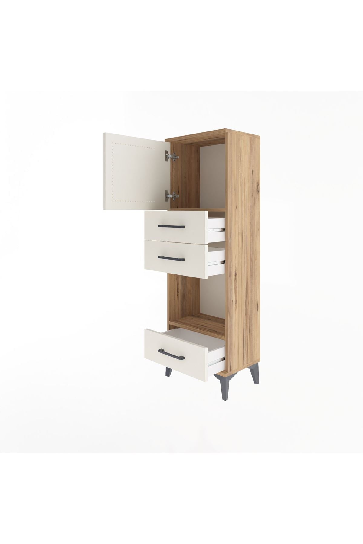Arges Dolap 2 Raflı 3 Çekmeceli Tek Kapaklı 44x30x134 - S16M050V7A