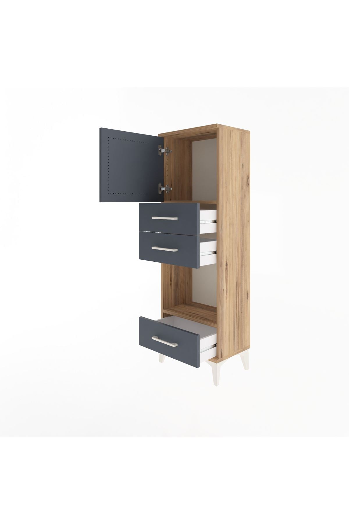 Arges Dolap 2 Raflı 3 Çekmeceli Tek Kapaklı 44x30x134 - S16M050V8A
