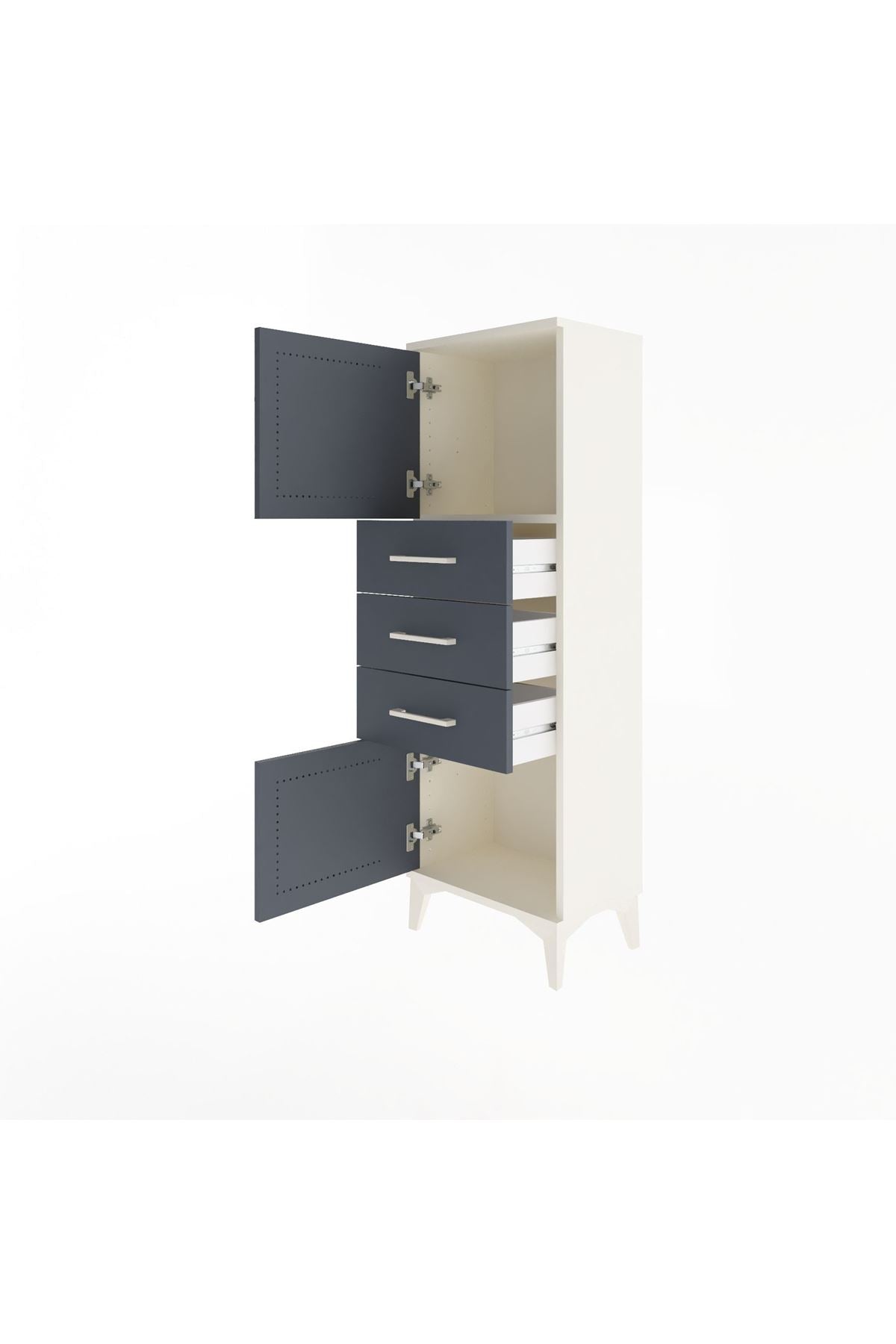 Arges Dolap 2 Raflı 3 Çekmeceli 2 Kapaklı 44x30x134 - S16M052V2A