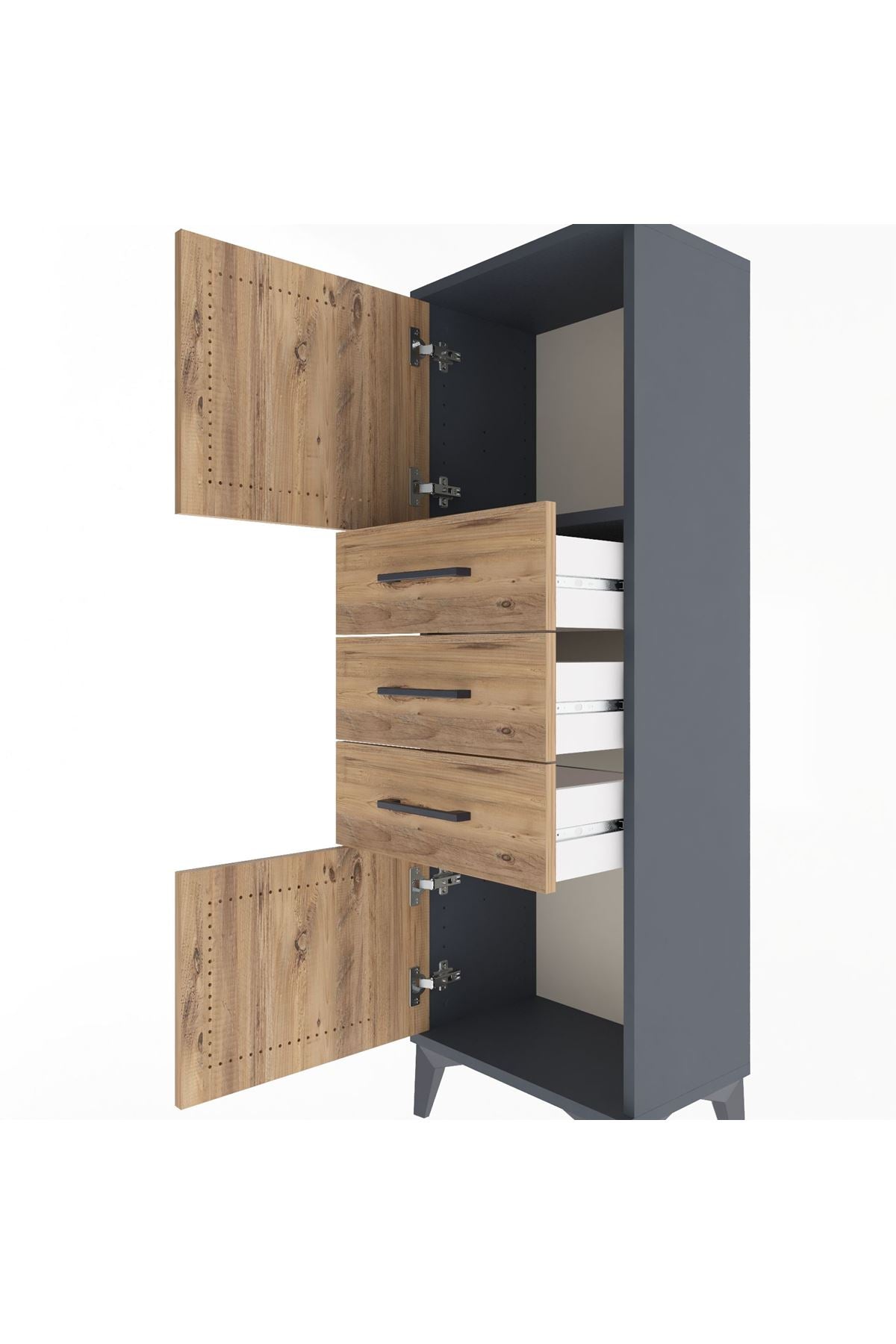 Arges Dolap 2 Raflı 3 Çekmeceli 2 Kapaklı 44x30x134 - S16M052V6A
