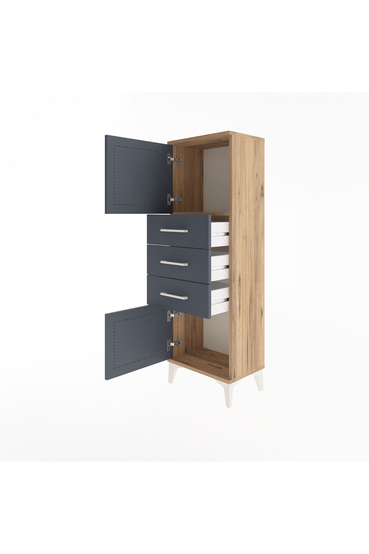 Arges Dolap 2 Raflı 3 Çekmeceli 2 Kapaklı 44x30x134 - S16M052V8A