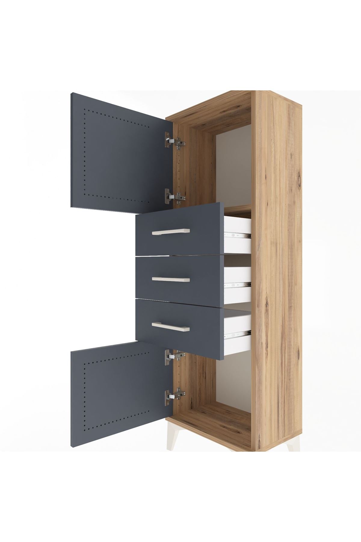 Arges Dolap 2 Raflı 3 Çekmeceli 2 Kapaklı 44x30x134 - S16M052V8A