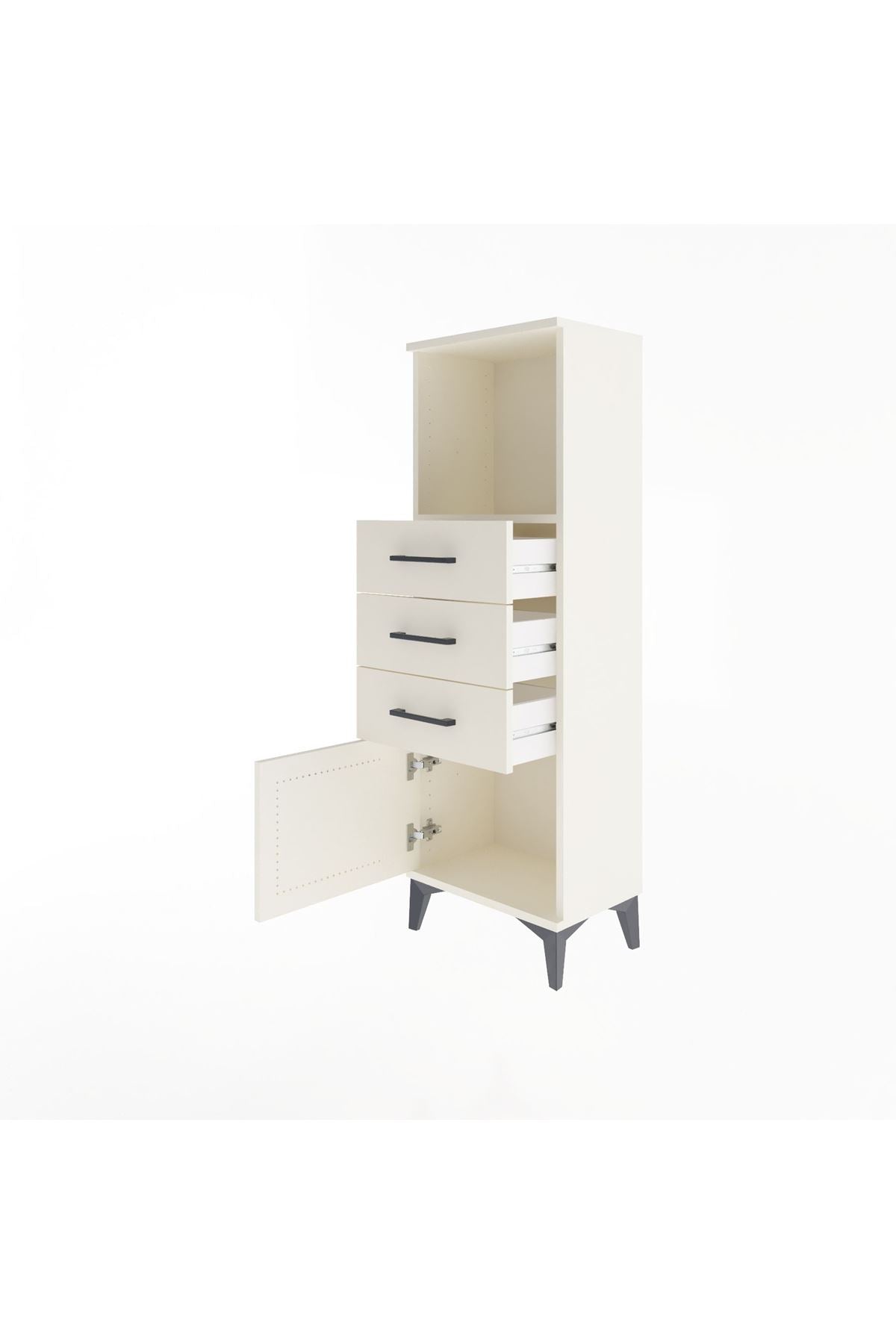 Arges Dolap Tek Raflı 3 Çekmeceli Tek Kapaklı 44x30x134 - S16M053V1A