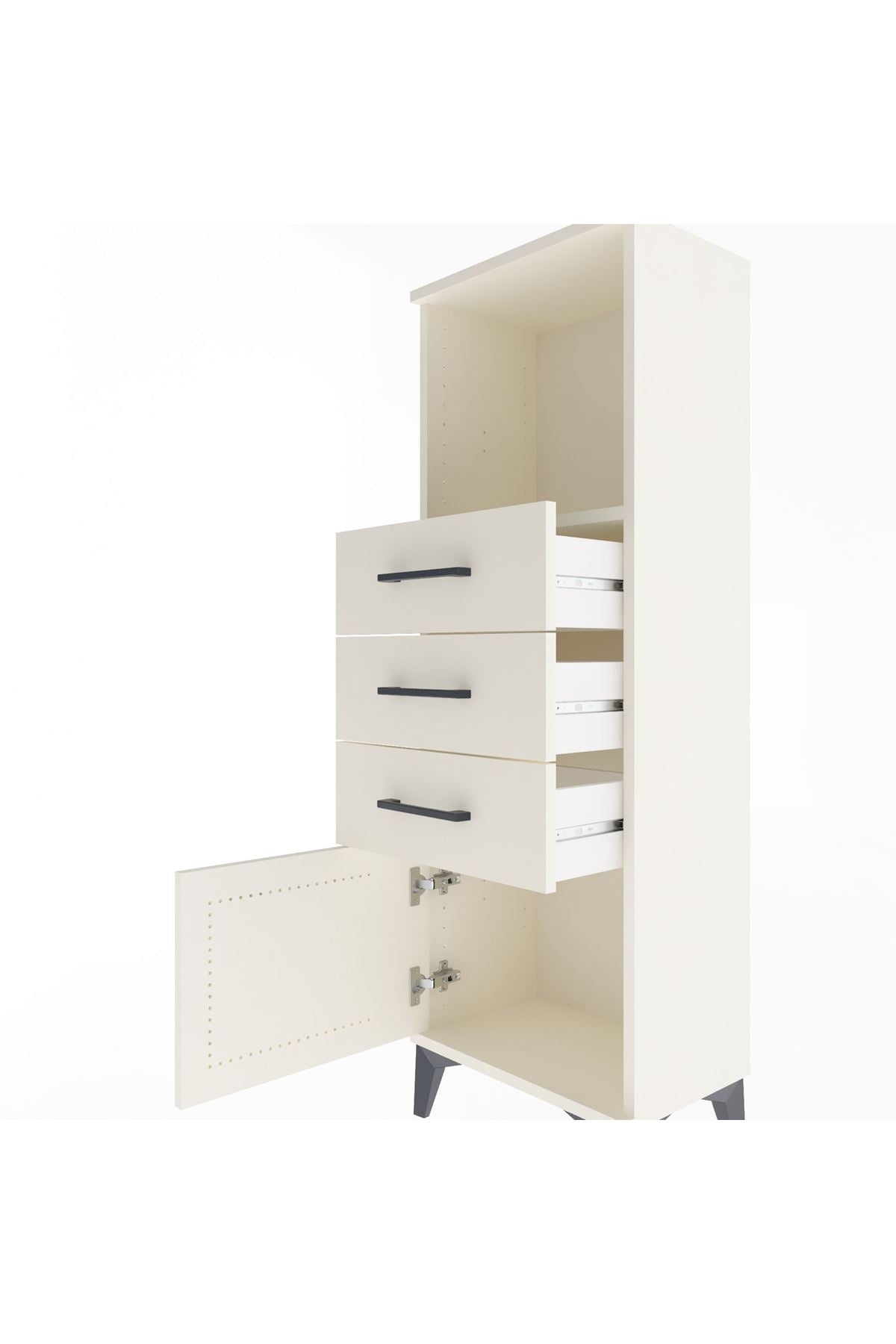 Arges Dolap Tek Raflı 3 Çekmeceli Tek Kapaklı 44x30x134 - S16M053V1A