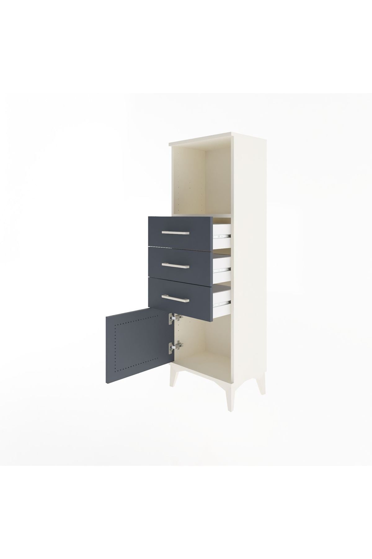 Arges Dolap Tek Raflı 3 Çekmeceli Tek Kapaklı 44x30x134 - S16M053V2A