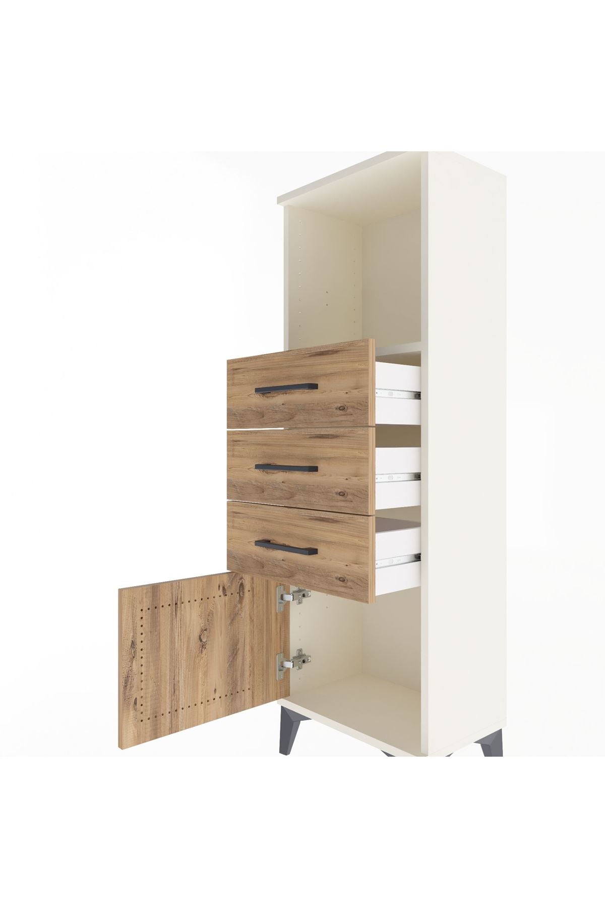 Arges Dolap Tek Raflı 3 Çekmeceli Tek Kapaklı 44x30x134 - S16M053V3A